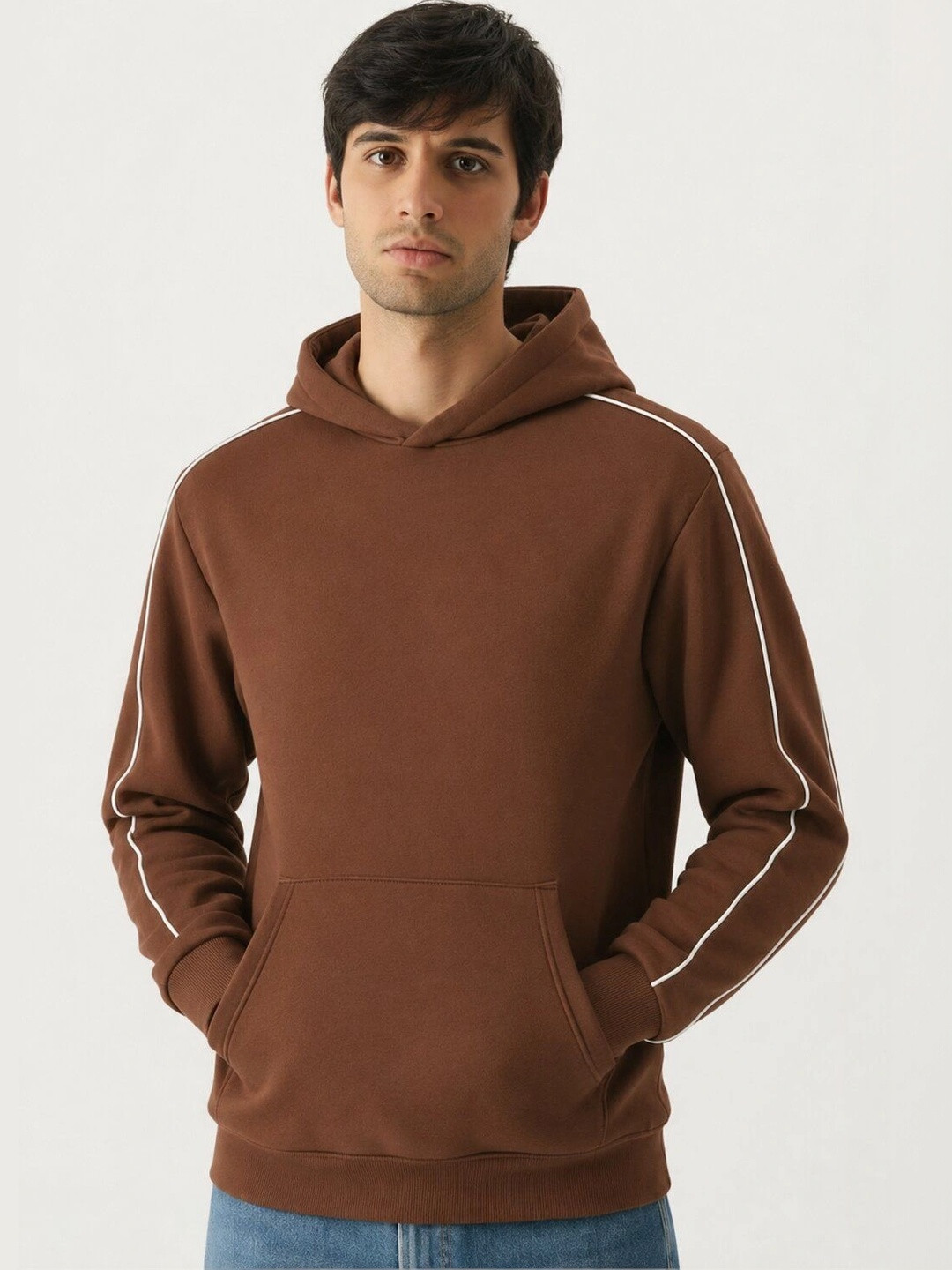 MOHICANS Men Mocha Brown Relaxed Fit Hoodie