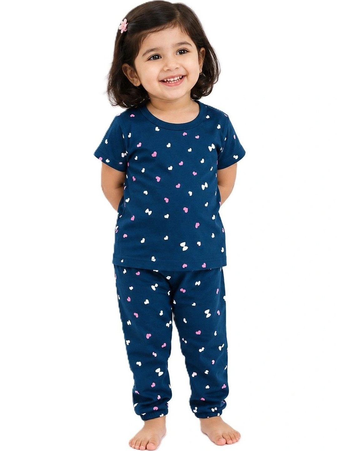 KIDDOLO Girls Printed Pure Cotton T-Shirt & Pajama