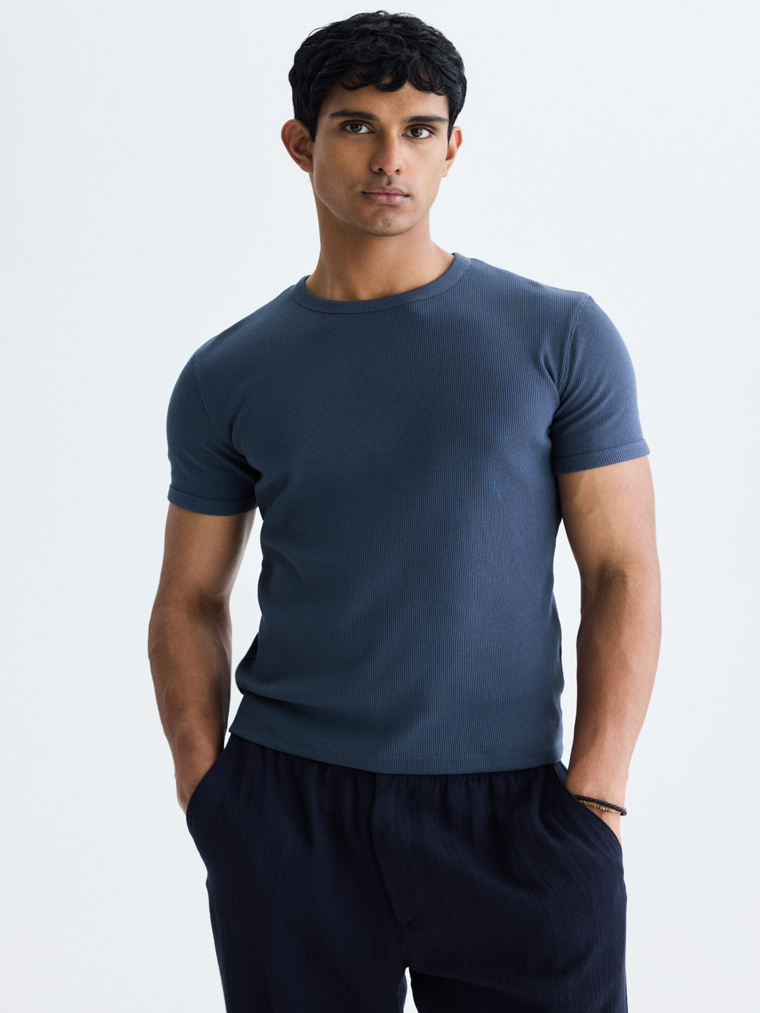 H&M Slim Fit Ribbed T-shirt