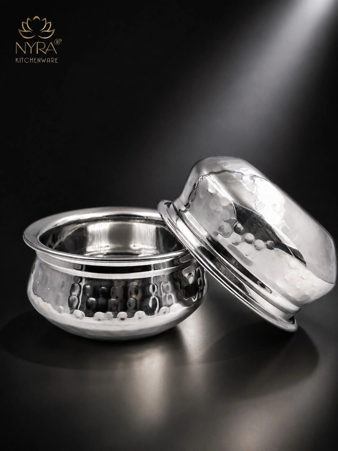 Nyra Kitchenware Silver-Toned 2 Pieces Dishwasher Safe Stainless Steel Cooking Handis