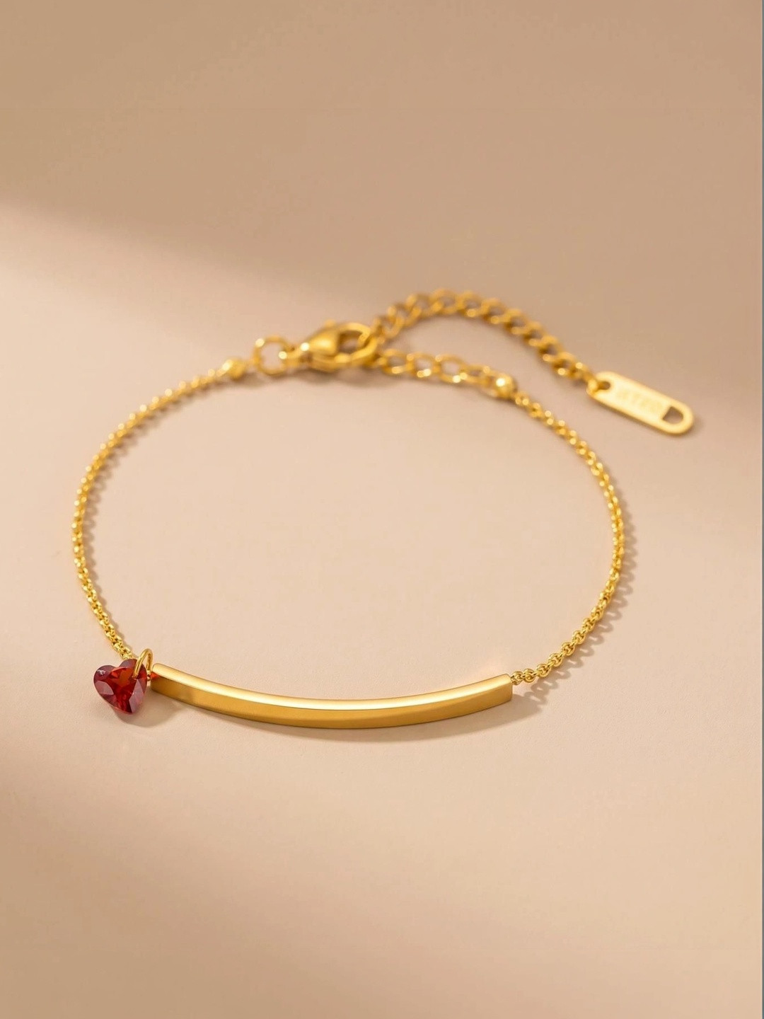 MYKI Statuesque Stainless Steel Gold-Plated Stone Studded Wraparound Bracelet
