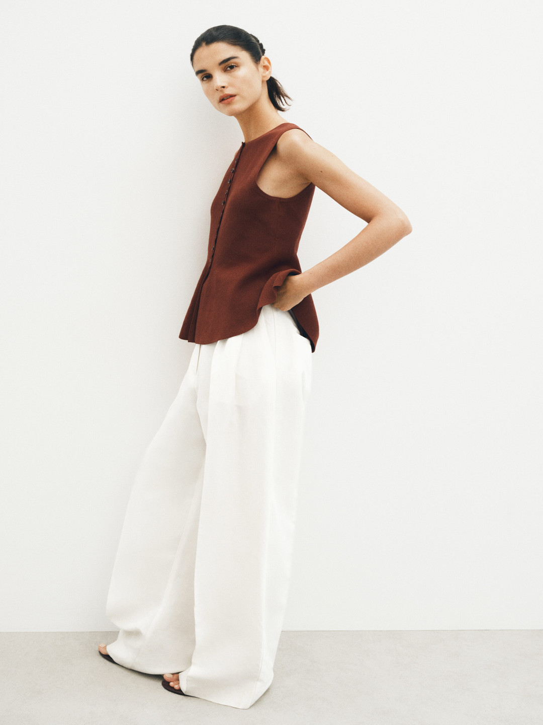 H&M Rib-Knit Peplum Waistcoat