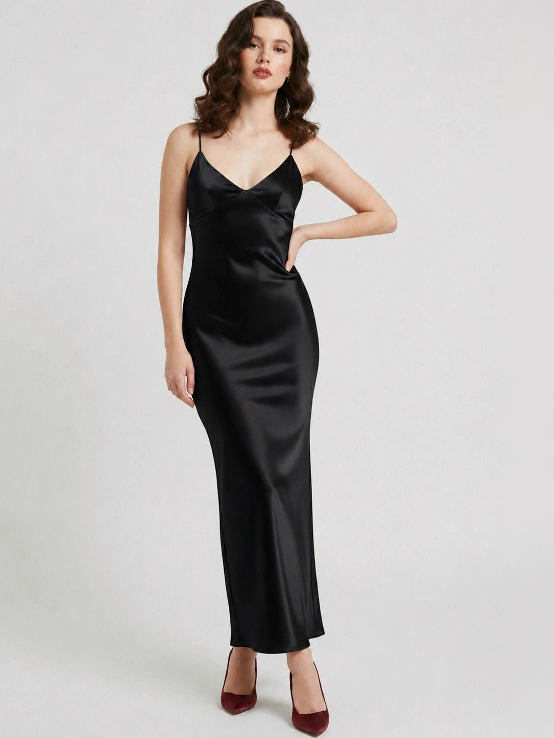 TRUSTROW Satin Maxi Dress