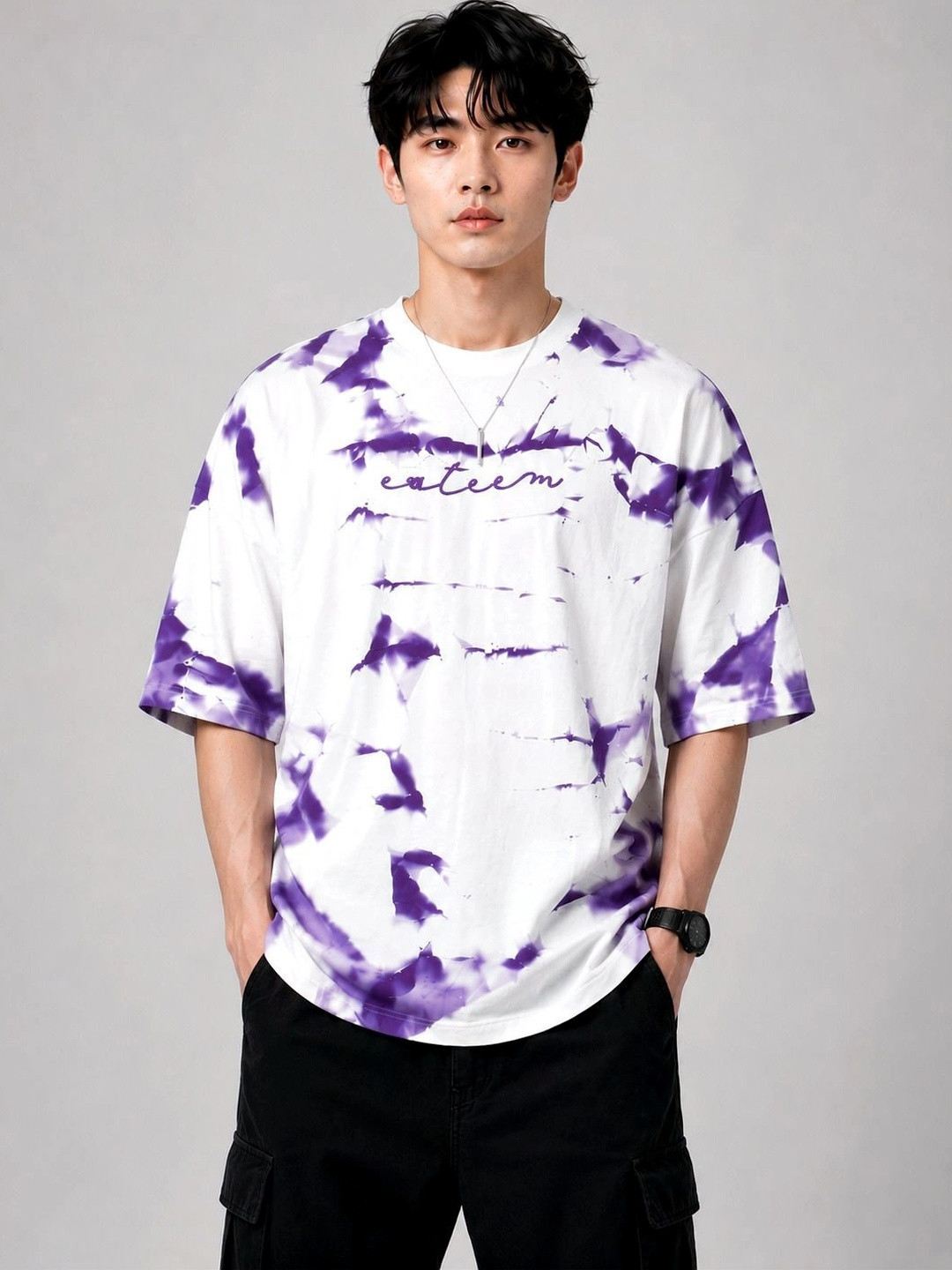 DRVP Men Oversized Tie and Dye Round Neck T-shirt