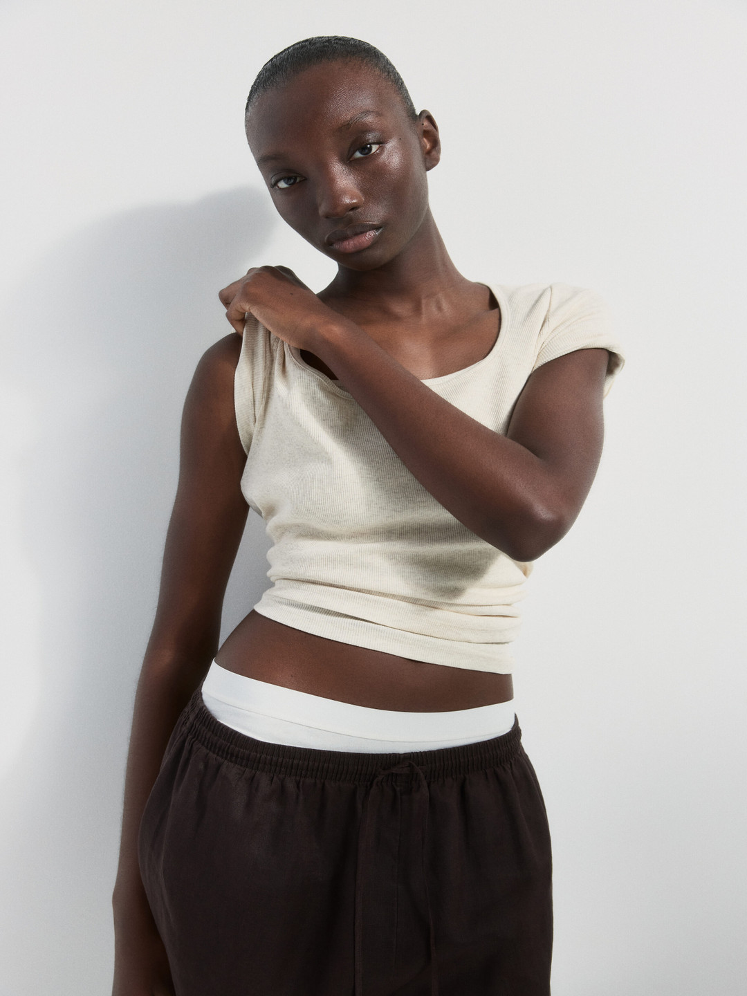 Ribbed Cotton T-Shirt