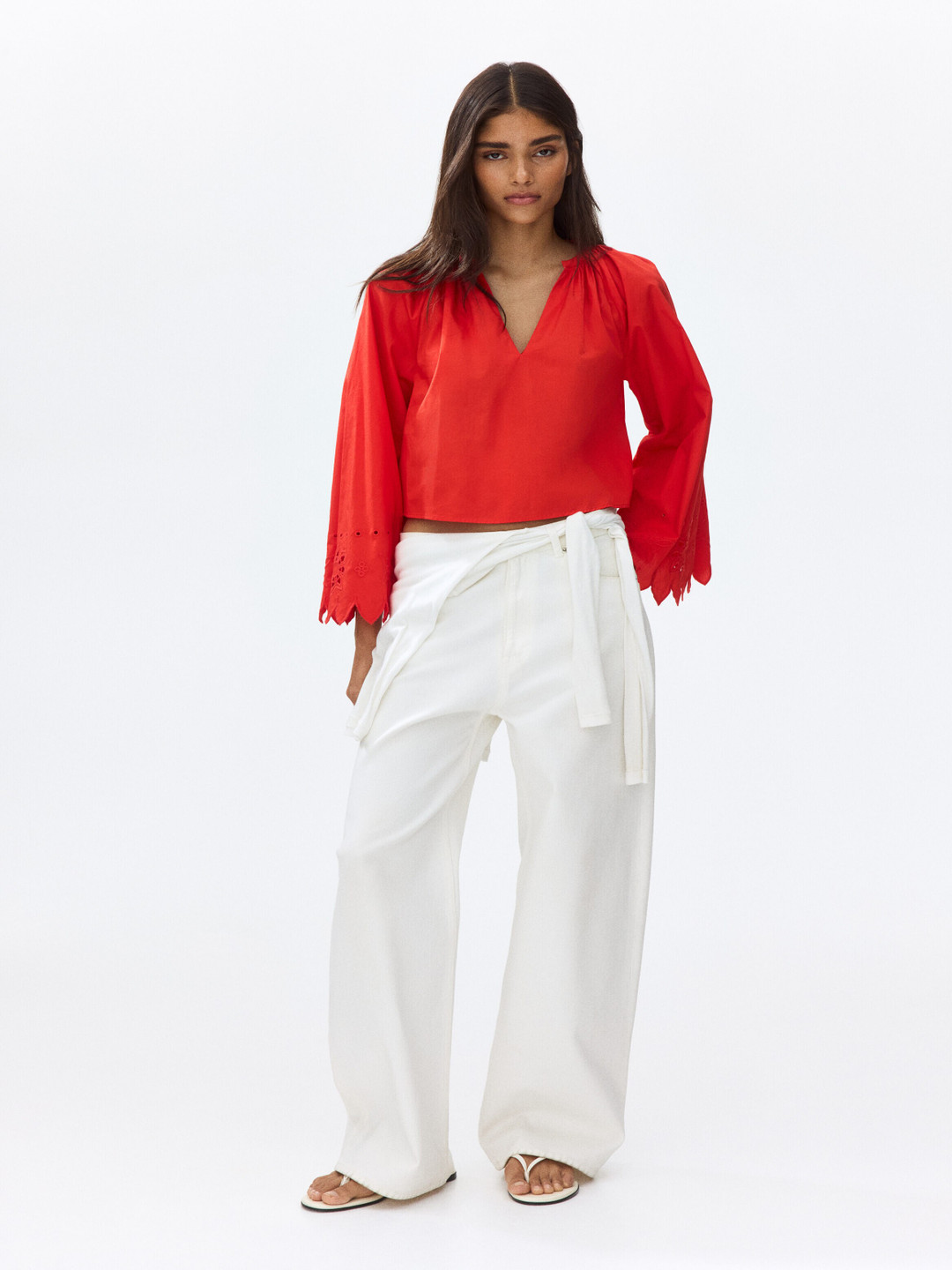 H&M Broderie Anglaise Cotton Blouse