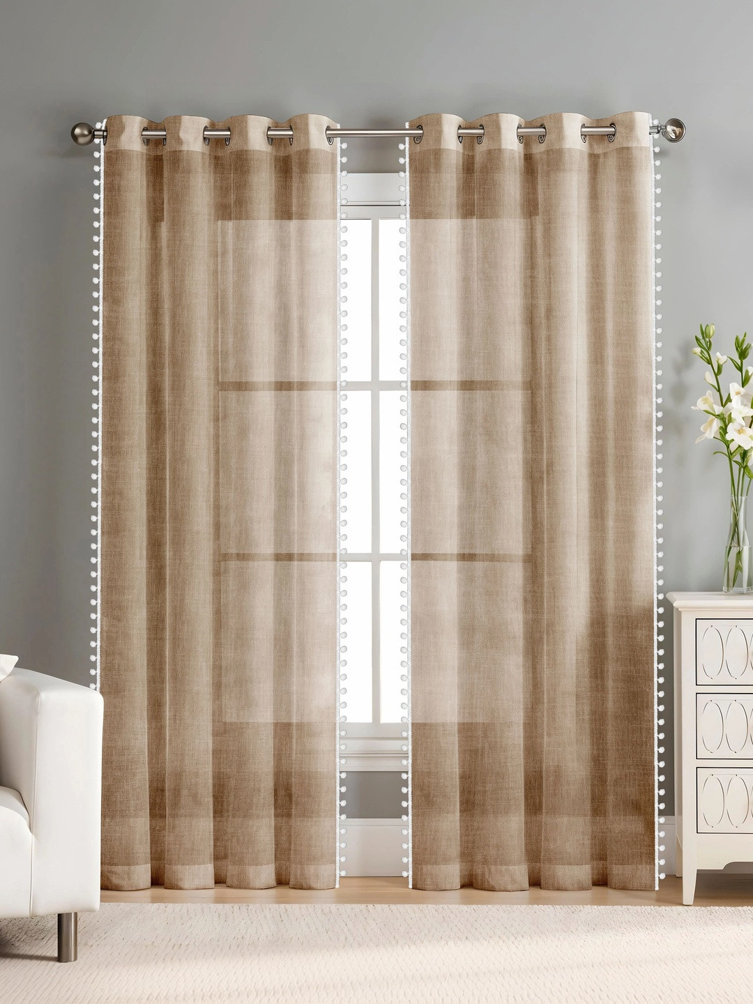 SIMPLYCURTAINS Brown Set of 2 Sheer Door Curtain