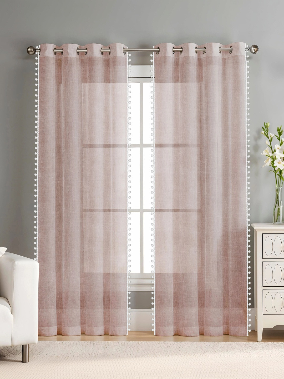SIMPLYCURTAINS Pink Set of 2 Sheer Door Curtain