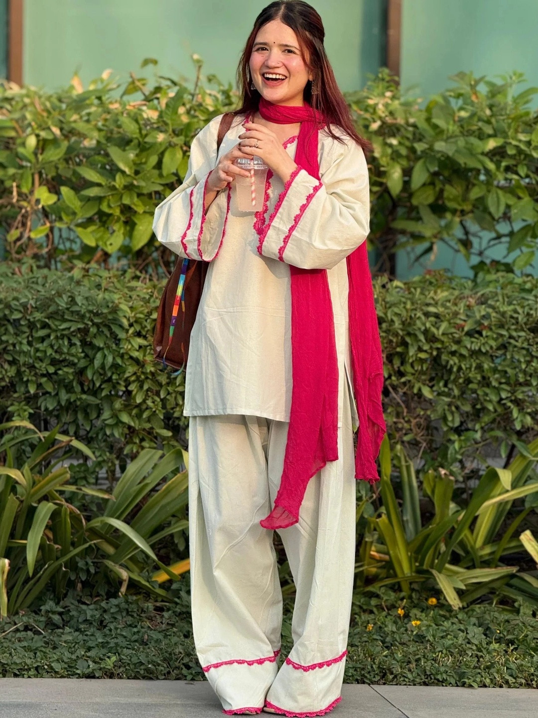 J.KANJI Women Regular Pure Cotton Kurta with Patiala & With Dupatta