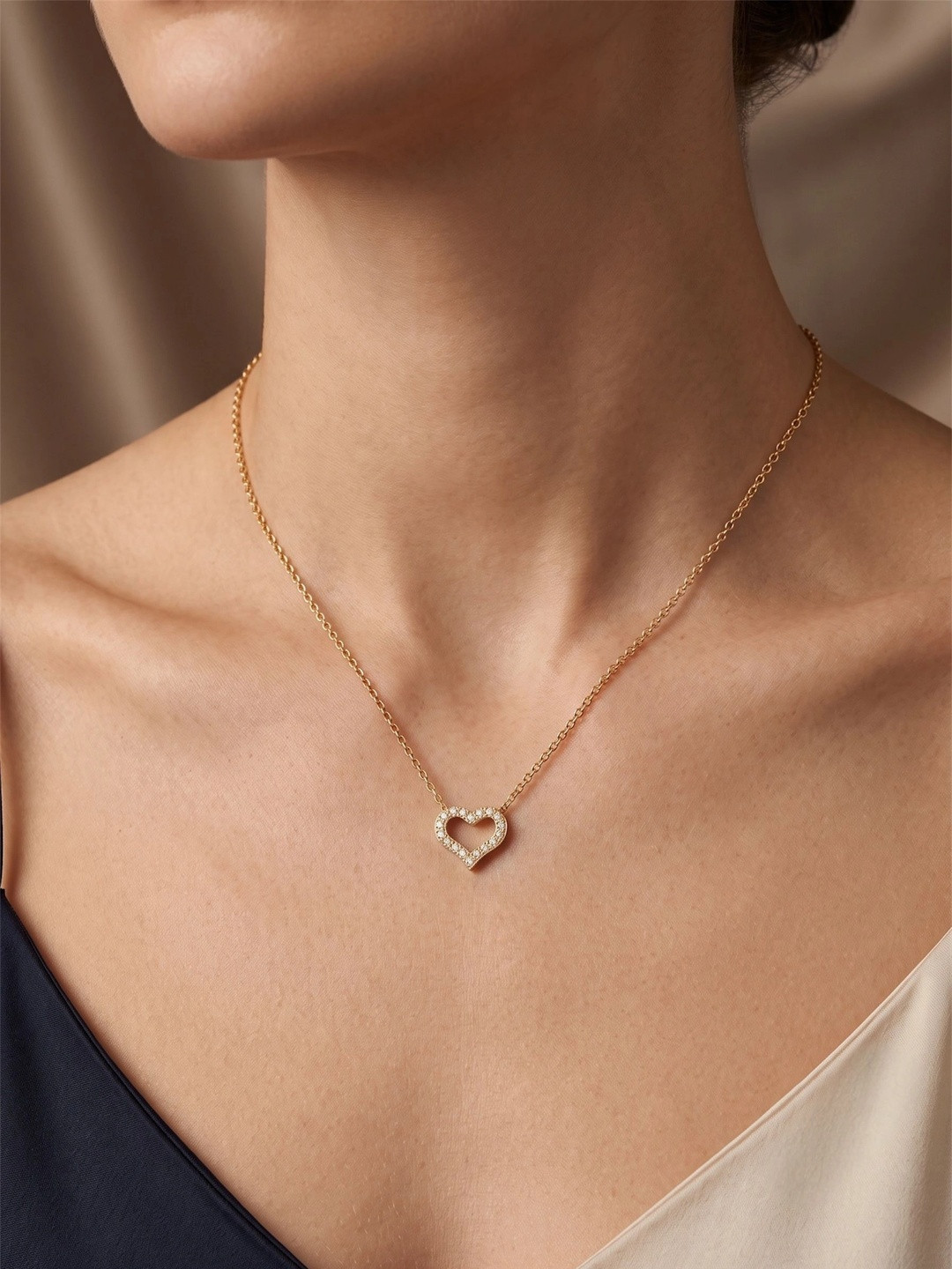 PEACHY LOVE Stainless Steel 18K Gold Plated Anti Tarnish Necklace
