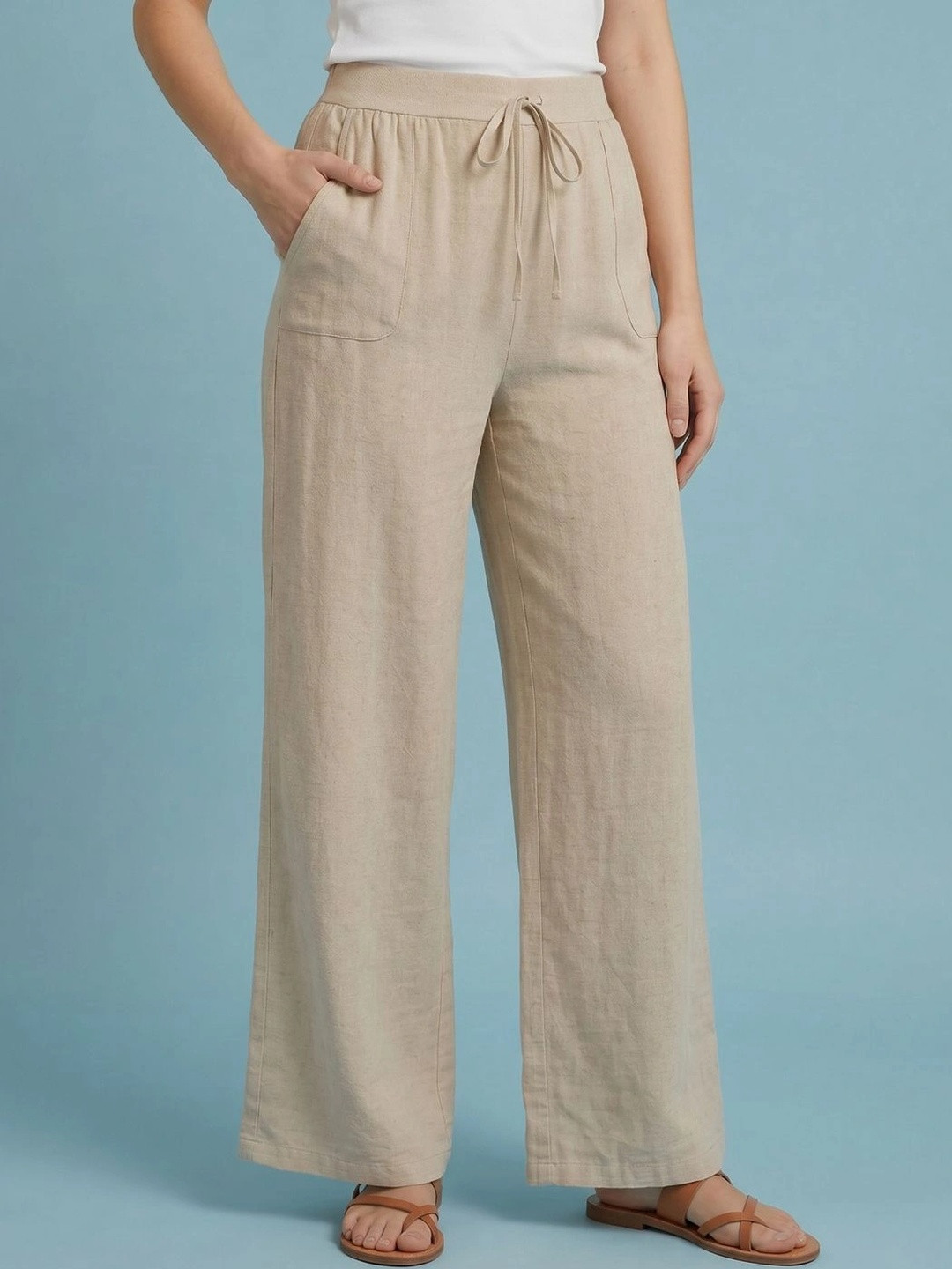 CORSICA Women Classic Loose Fit High-Rise Wrinkle Free Trousers