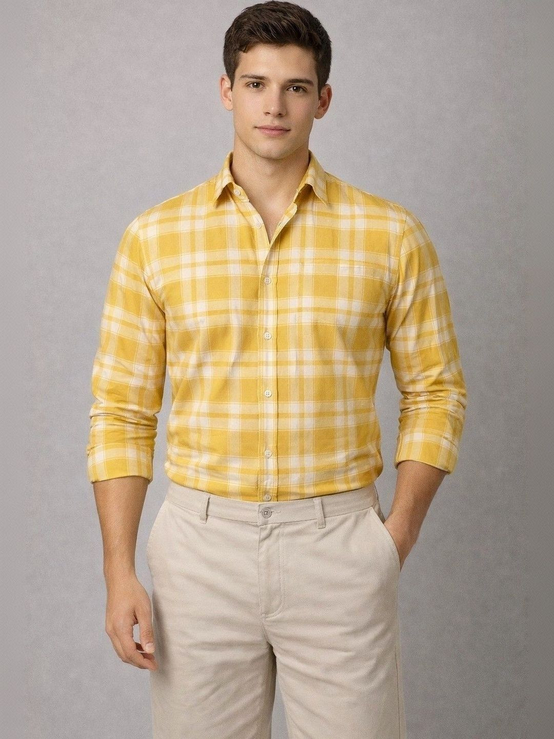 Studio-9 Men Classic Slim Fit Checked Casual Shirt