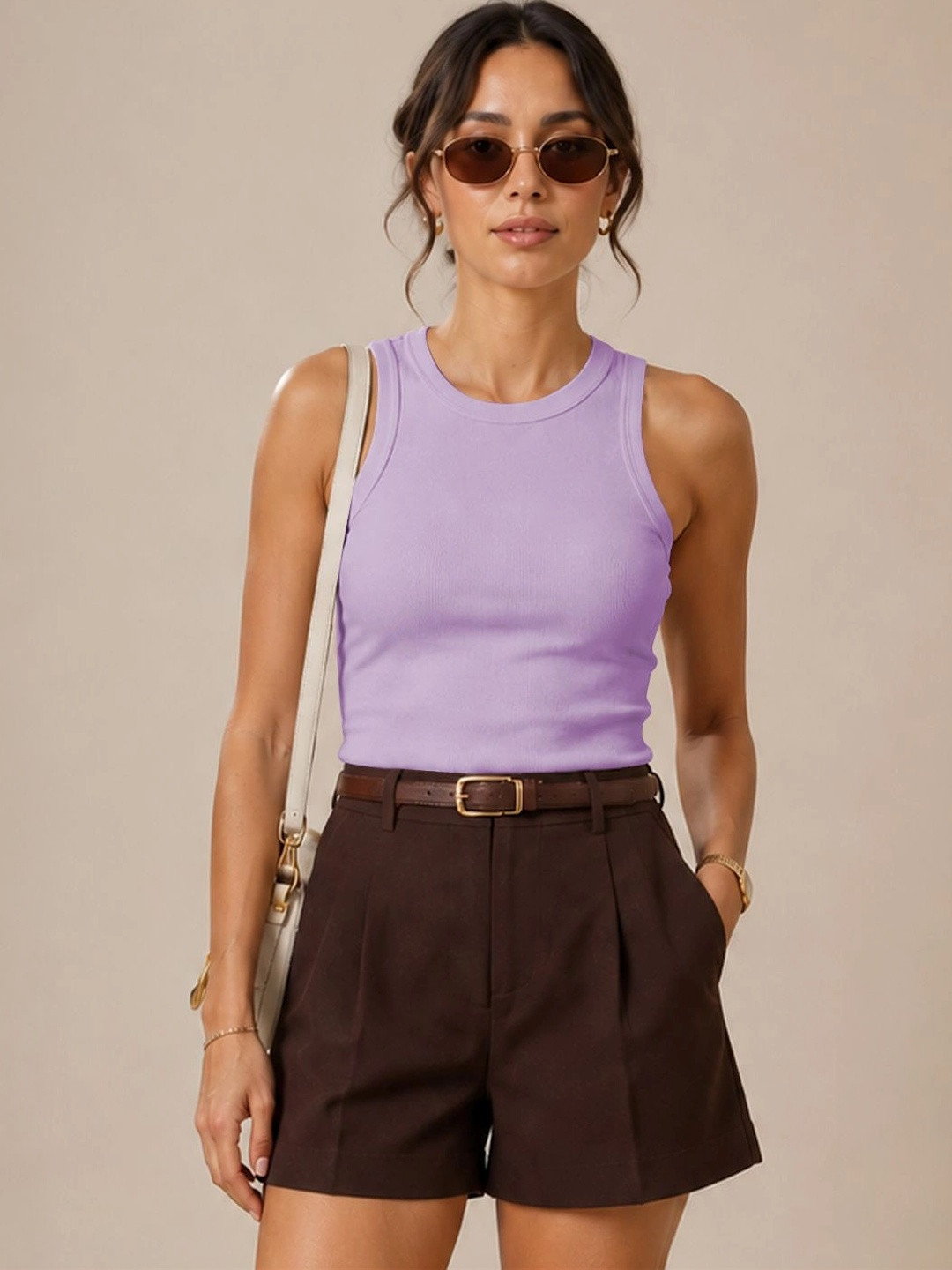 Solid Sleeveless Ribbed tank crop Top