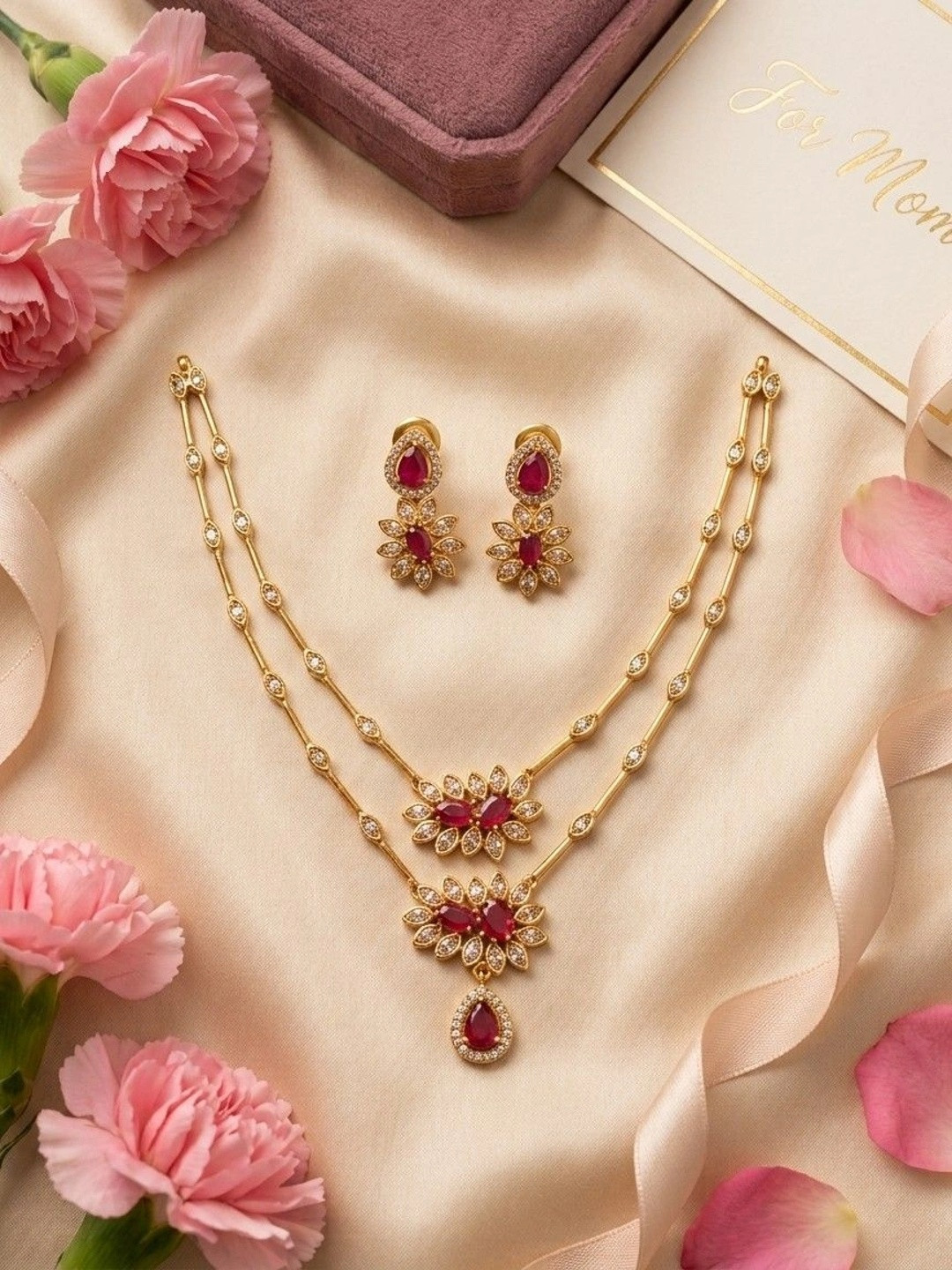 Talish Gold-Plated American Diamond Necklace and Earrings