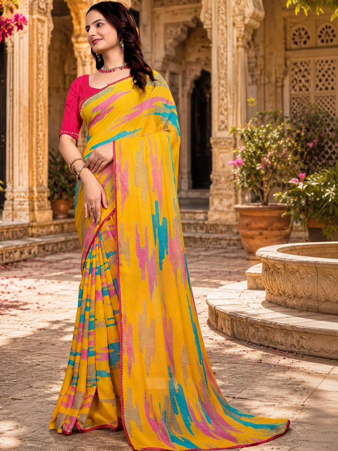 KANURIKAA Poly Georgette Bandhani Saree