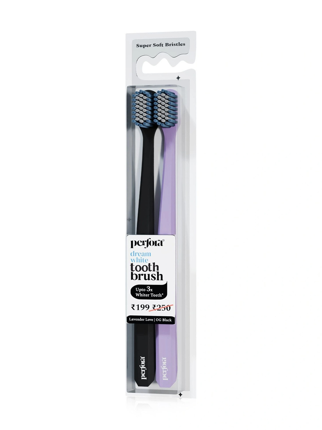 Perfora Pack Of 2 Lavender Coloured & Black Ultra Soft Bristles Toothbrush