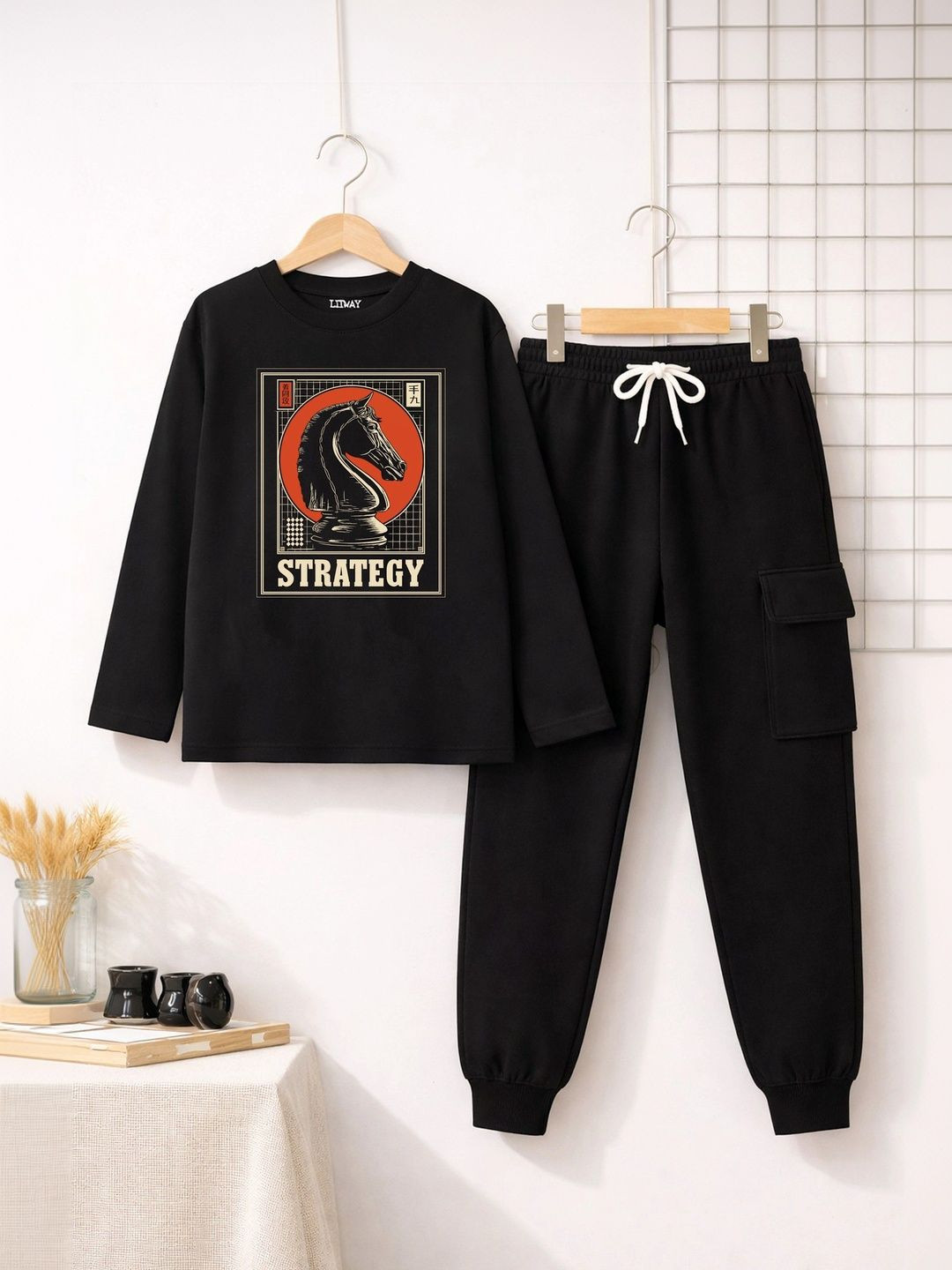 LITWAY Boys Graphic Printed Pure Cotton Clothing Set
