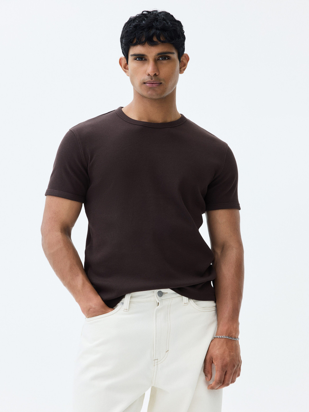 H&M Slim Fit Ribbed T-Shirt