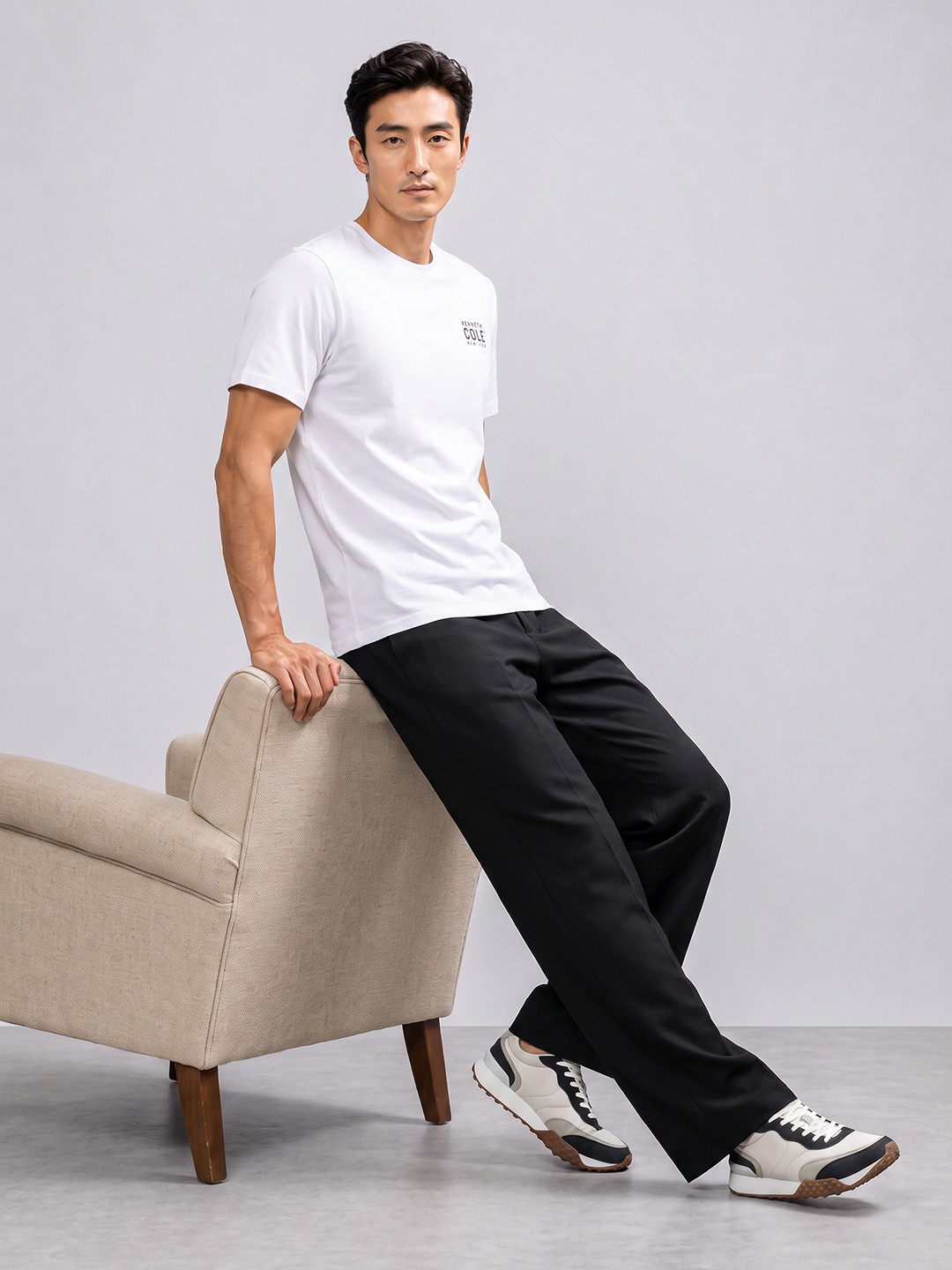 Kenneth Cole Brand Logo Printed Pure Cotton T-shirt