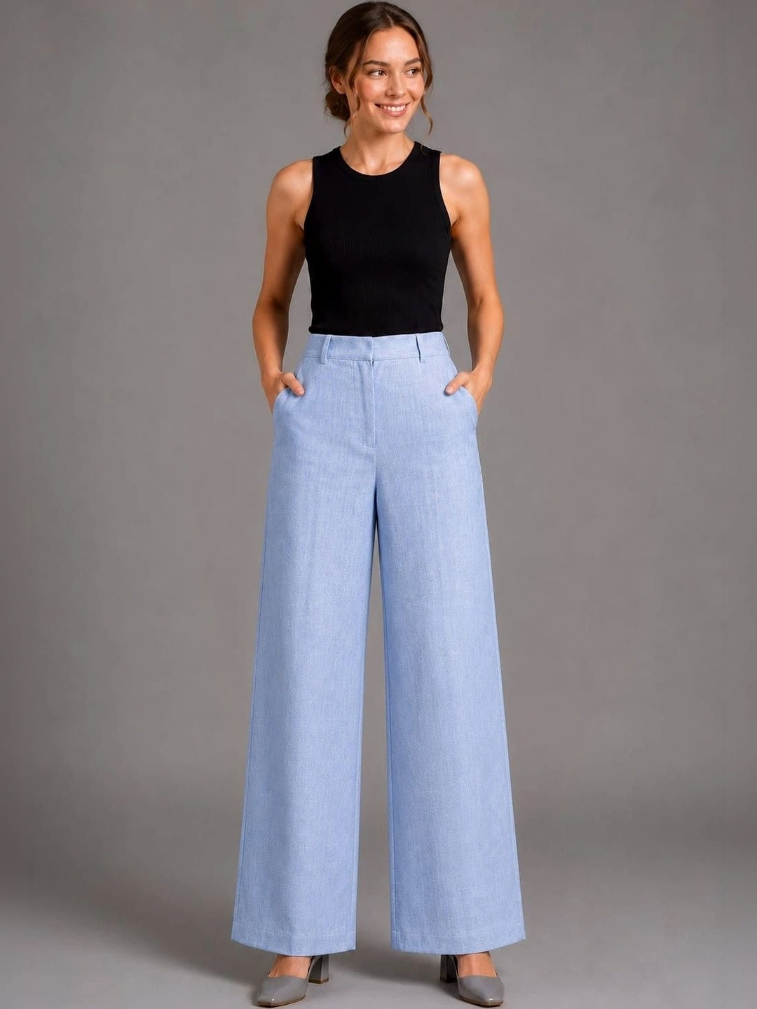 Mast & Harbour Women Relaxed High-Rise Easy Wash Trousers
