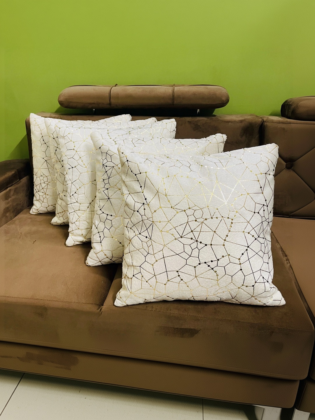 BALLEY White Set of 5 Geometric Square Cushion Covers