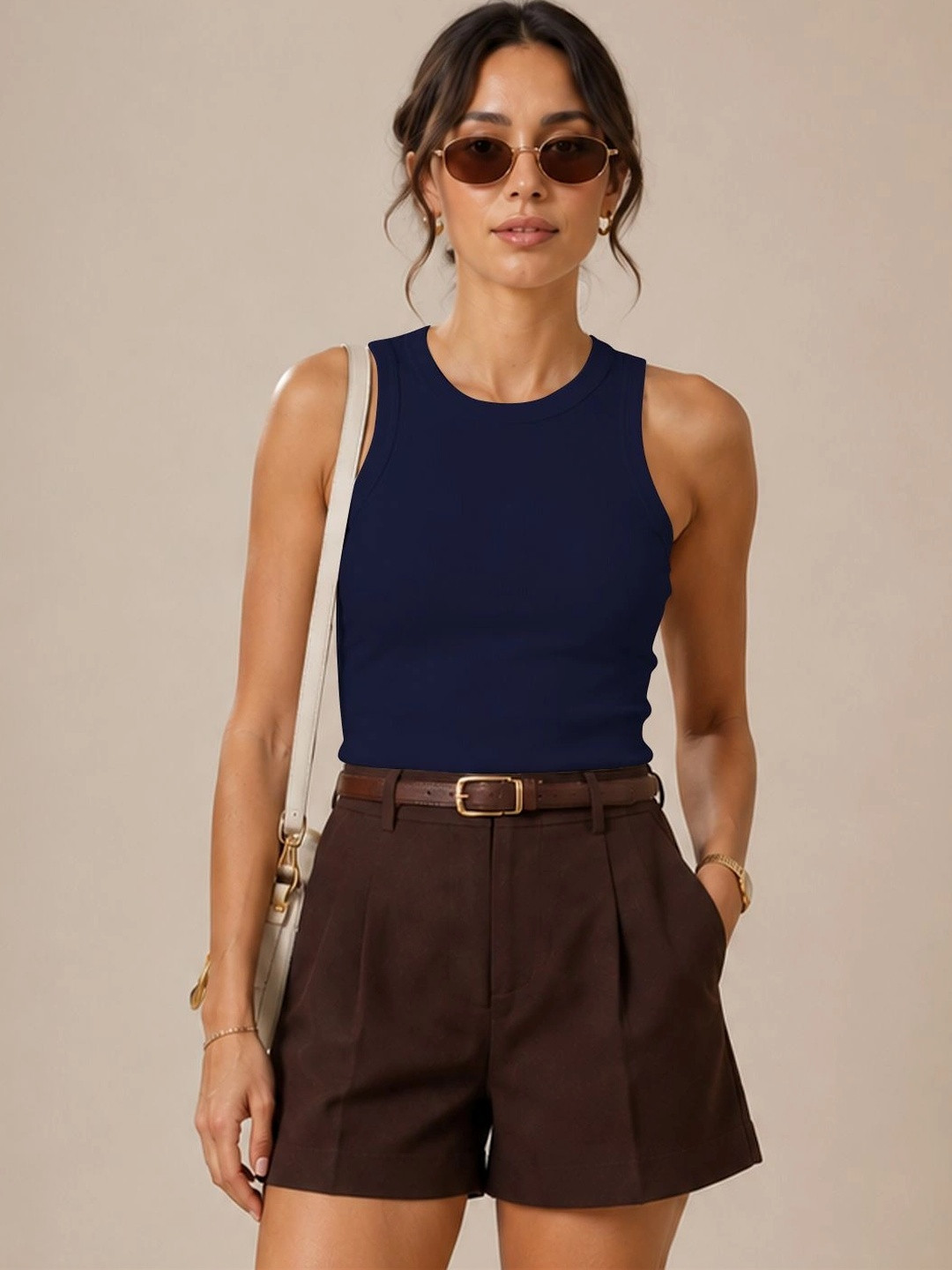 Solid Sleeveless Ribbed tank crop Top