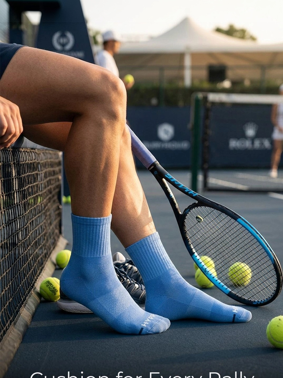 HYPR FIT Unisex Pack of 1 Cotton Racquet Socks HeiQ Pure Anti-Odour Regular Fit Socks