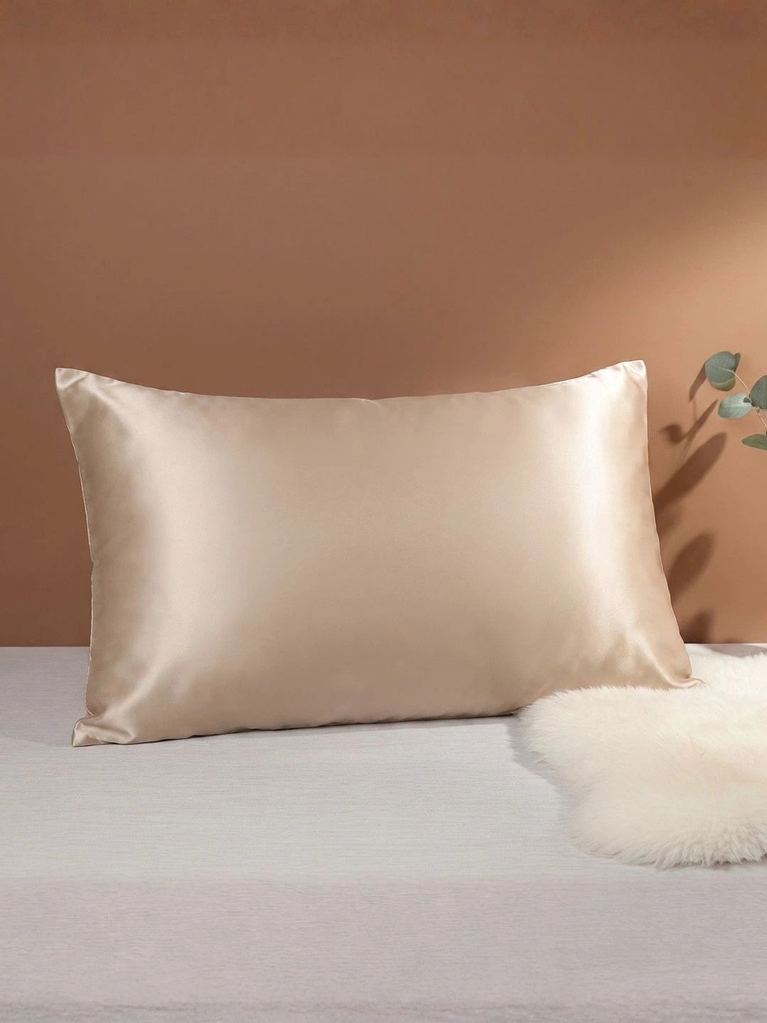 SLEEPY THREADS Beige Ruffle Satin 800 TC Pillow Covers