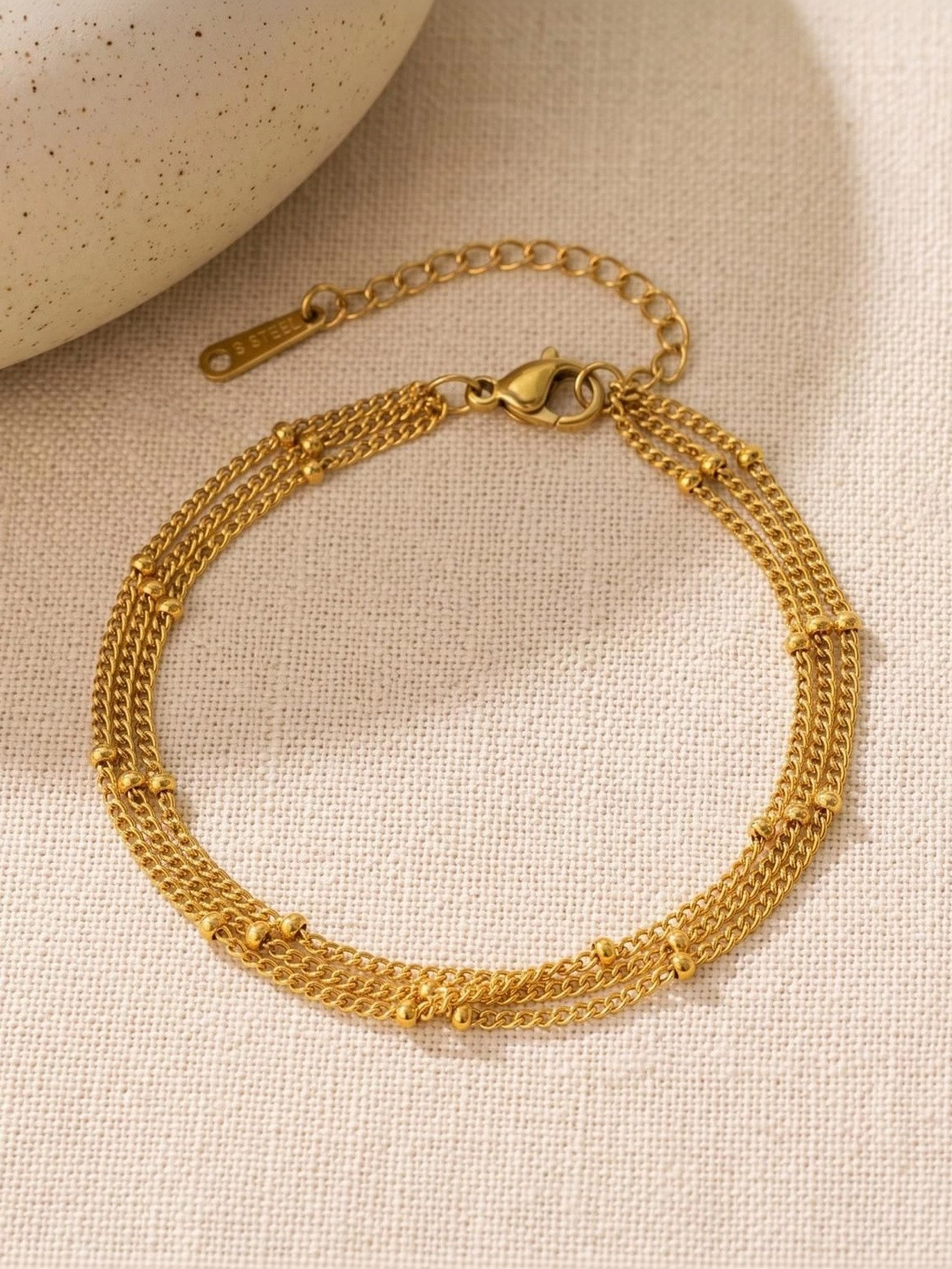 MYKI Stainless Steel Gold-Plated Charm Wraparound Bracelet