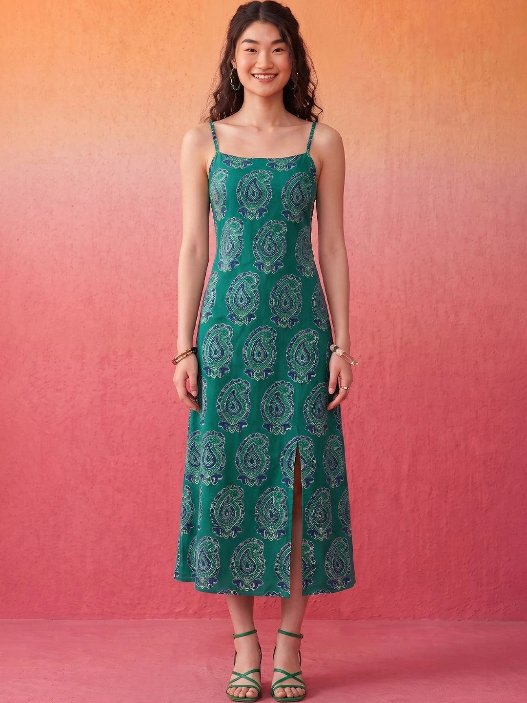AADVIKA Print A-Line Midi Dress