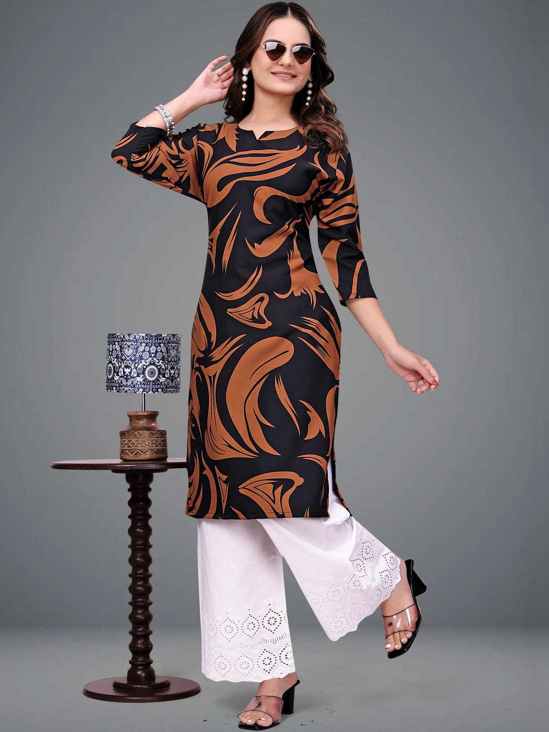 MANDIV FASHION Printed Pure Crepe Kurti