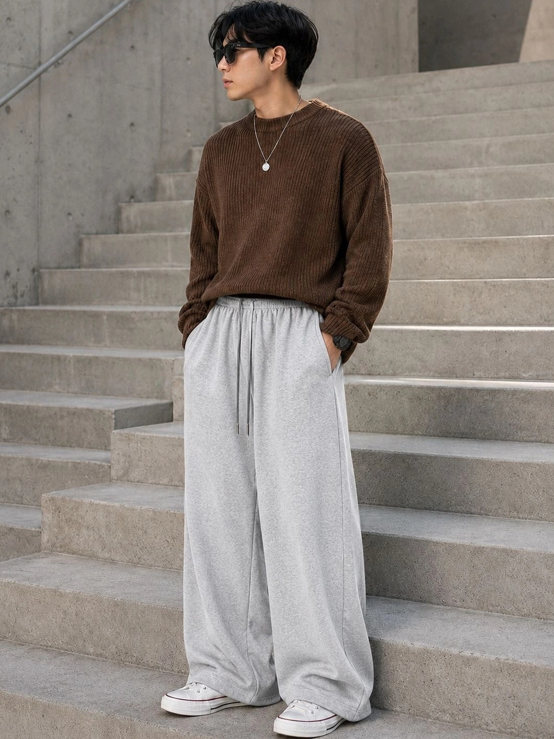 SYNZO Men Relaxed Loose Fit Easy Wash Trousers