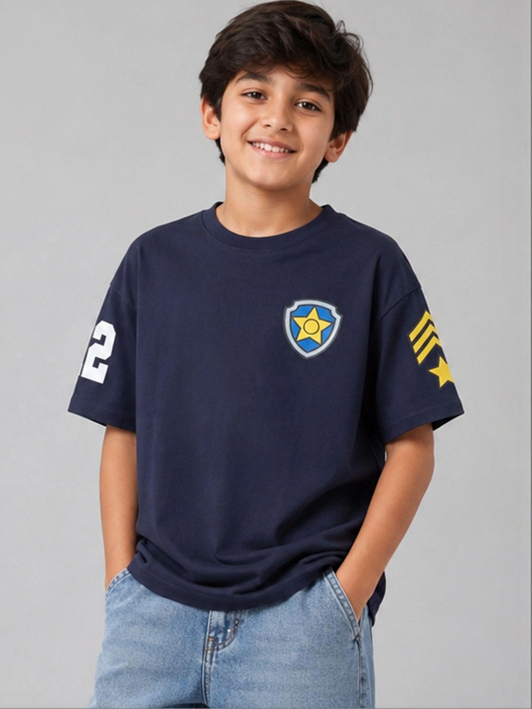 Button Bear Boys Cotton Paw Patrol Printed Oversized Short Sleeve T-Shirt
