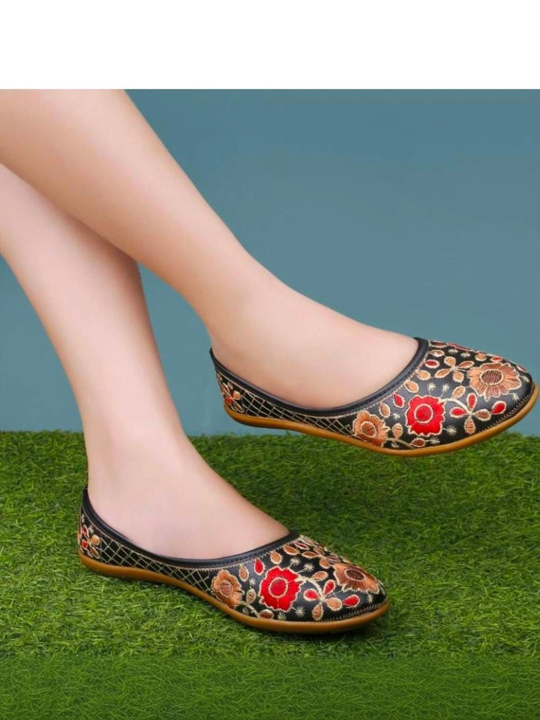 Deals4you Embellished Round Toe Slip-On Ballerinas
