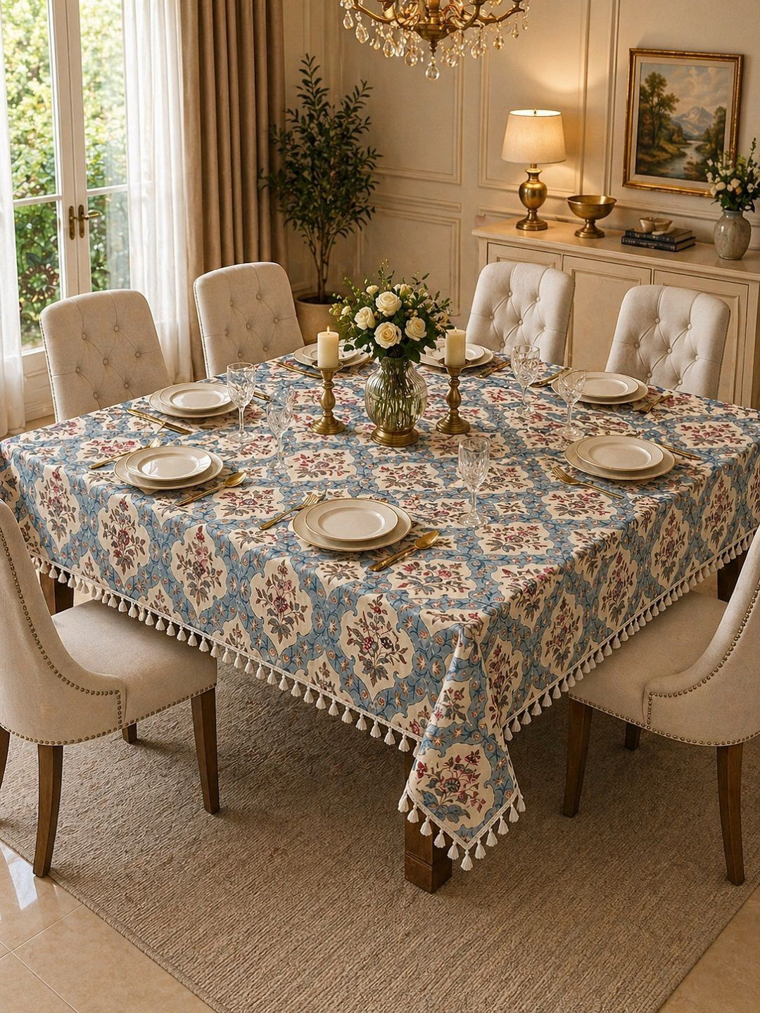 RRC Blue Floral 6-Seater Table Cover