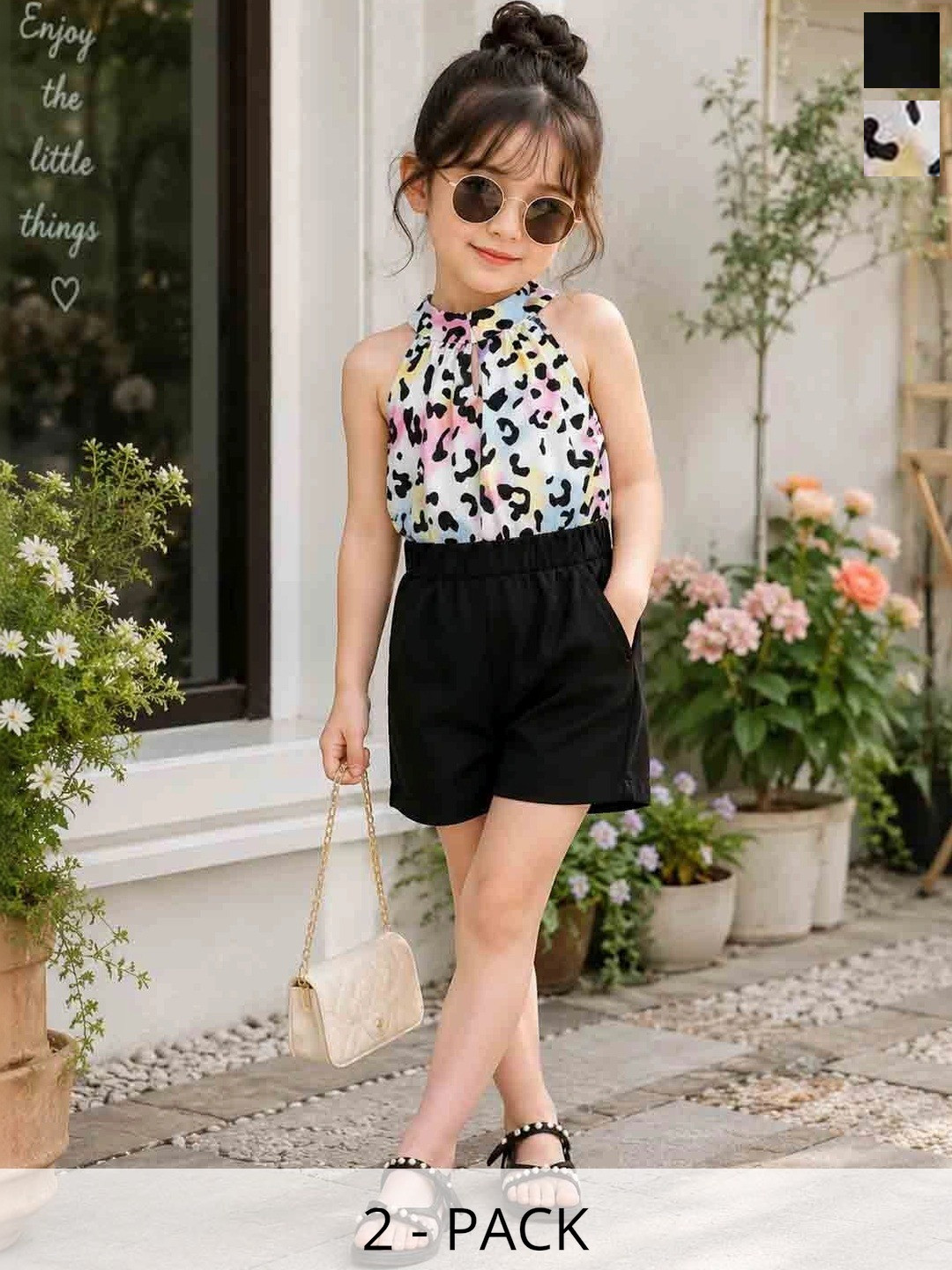 Parasense Girls Printed Top with Shorts
