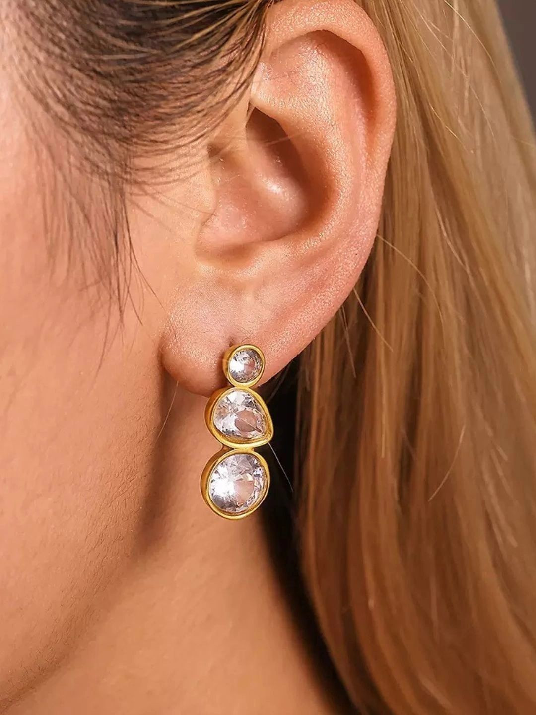 PEACHY LOVE Stainless Steel Anti-Tarnish 18K Gold Plated Earrings