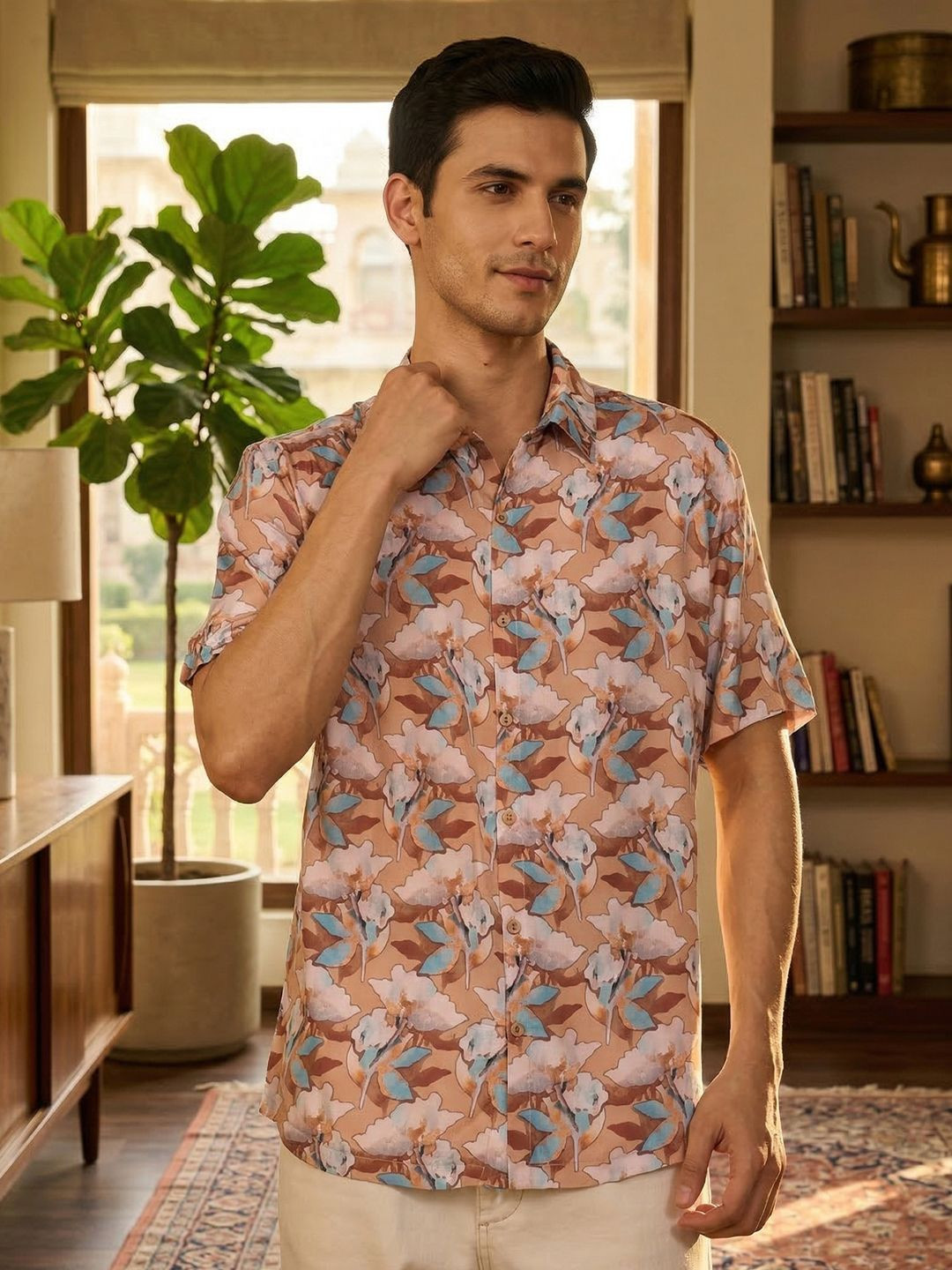 IKRASS Men Floral Printed Spread Collar Casual Shirt