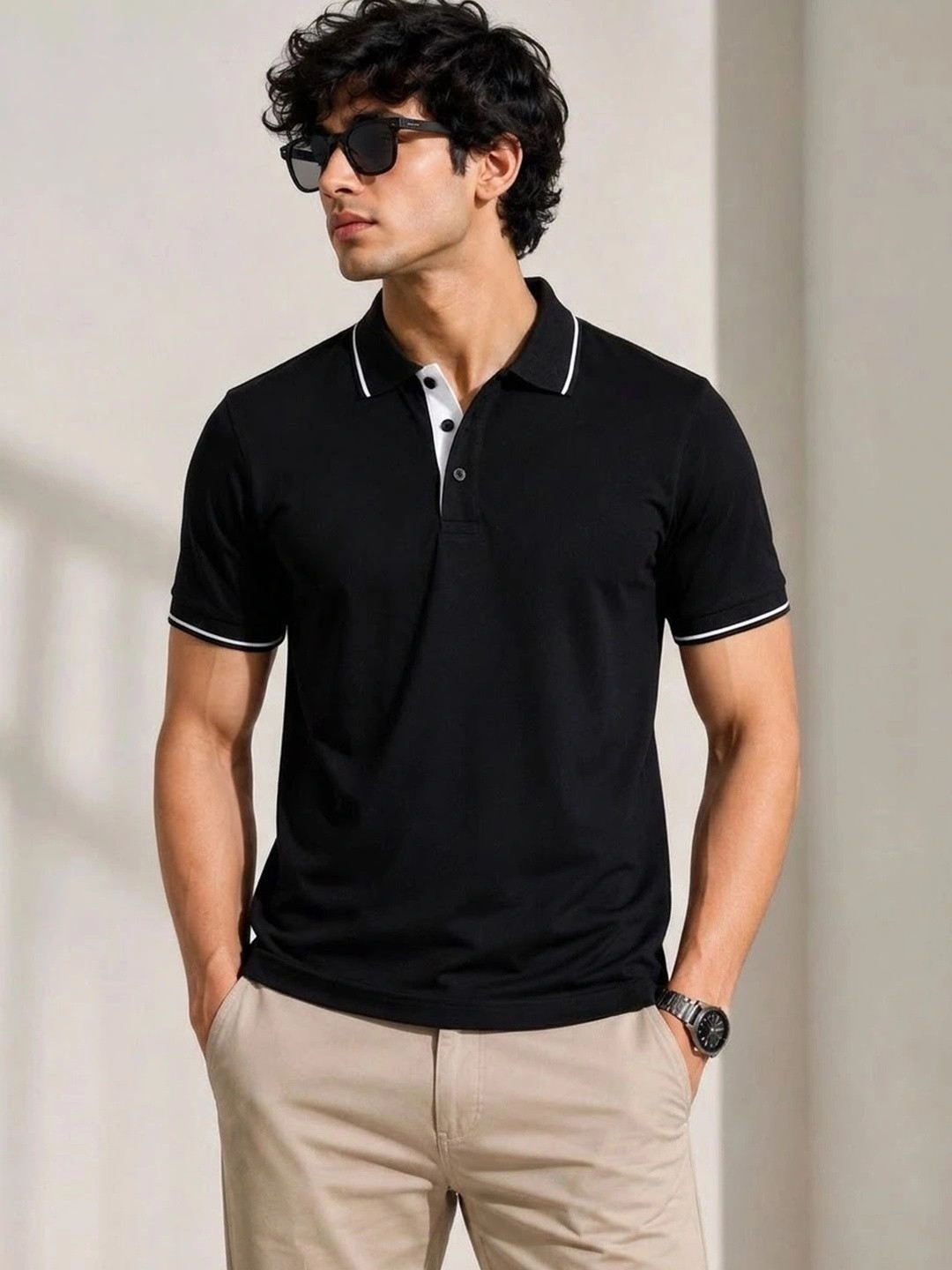 TeeVybe Men Polo Collar T-shirt