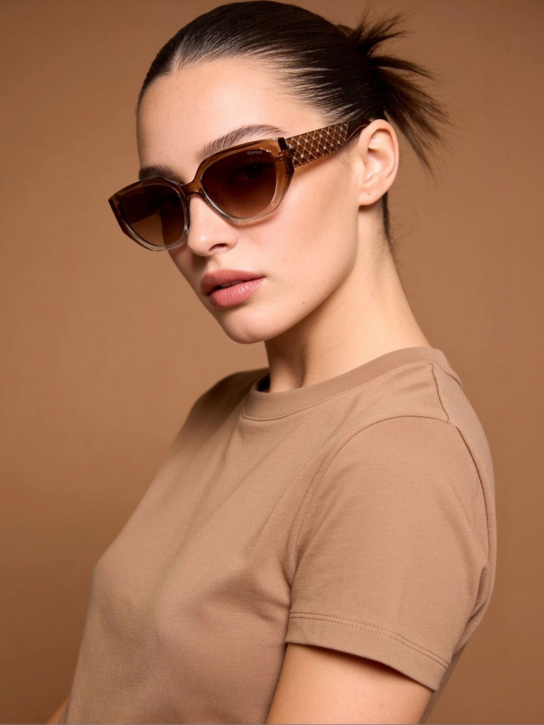Espee Women Brown Lens & Brown Cateye Sunglasses with
