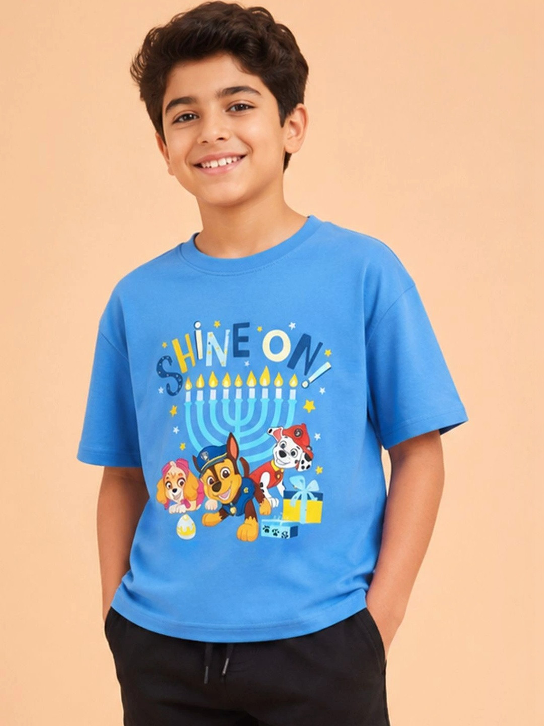 Button Bear Boys Cotton Paw Patrol Printed Oversized Short Sleeve T-Shirt