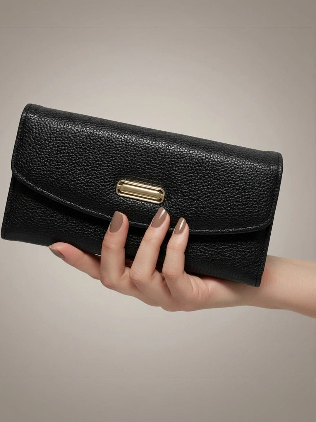 GLOSSY Women Textured PU Two Fold Wallet