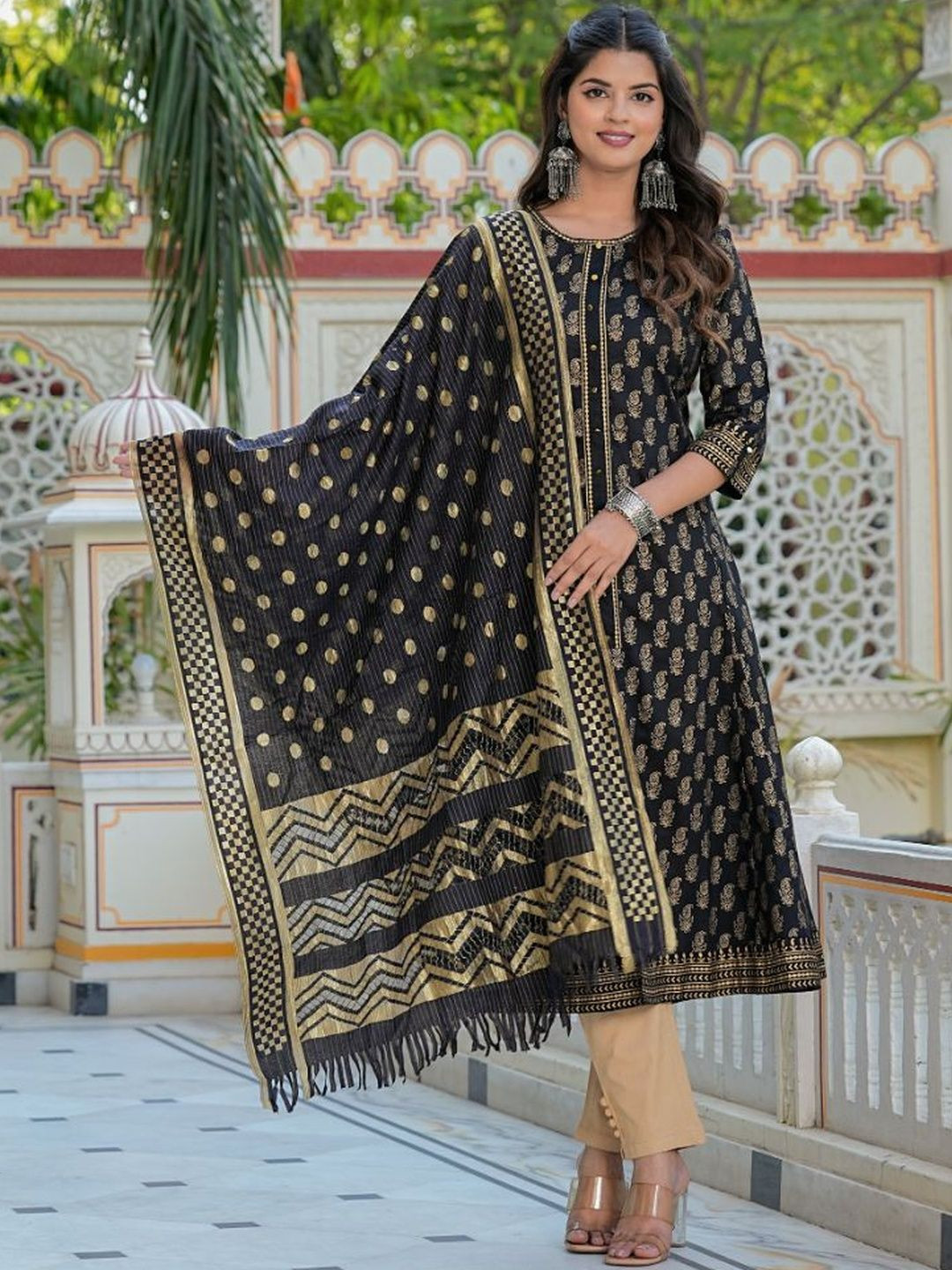 IKRASS Women Ethnic Motifs Printed Floral Anarkali Kurta With Dupatta