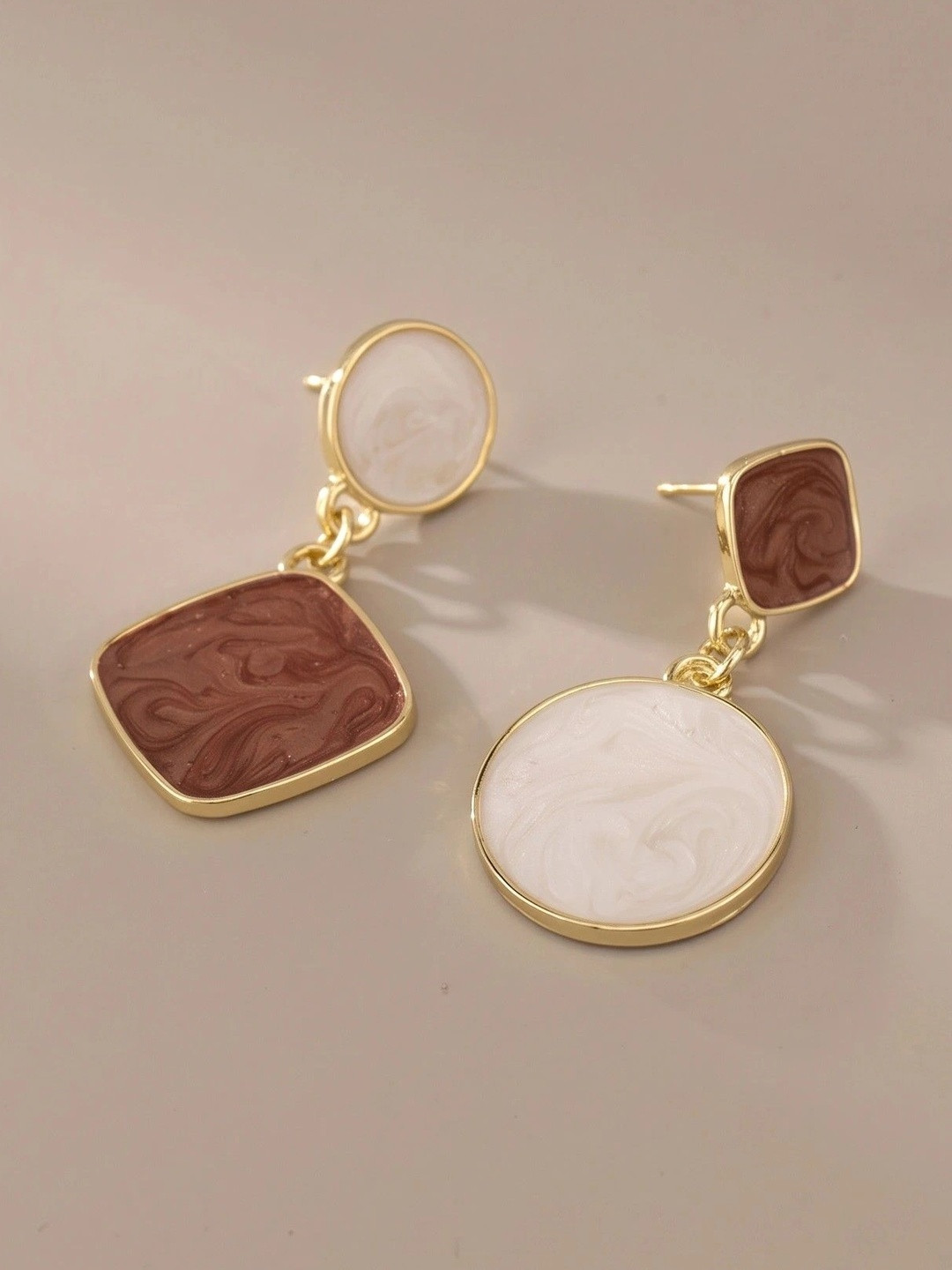 MYKI Gold-Plated Contemporary Drop Earrings