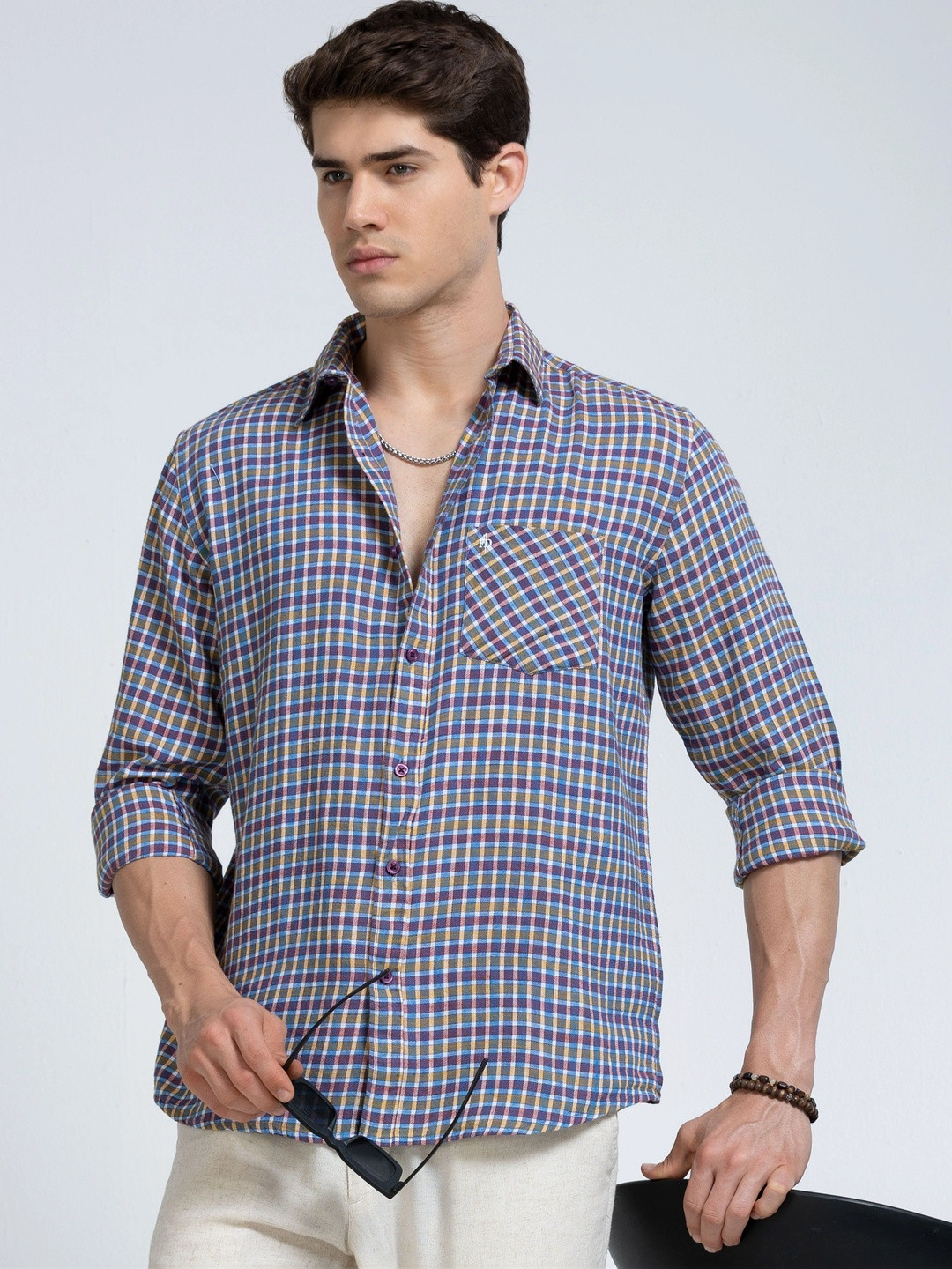FashionDistrict Men Comfort Sheer Checked Casual Shirt