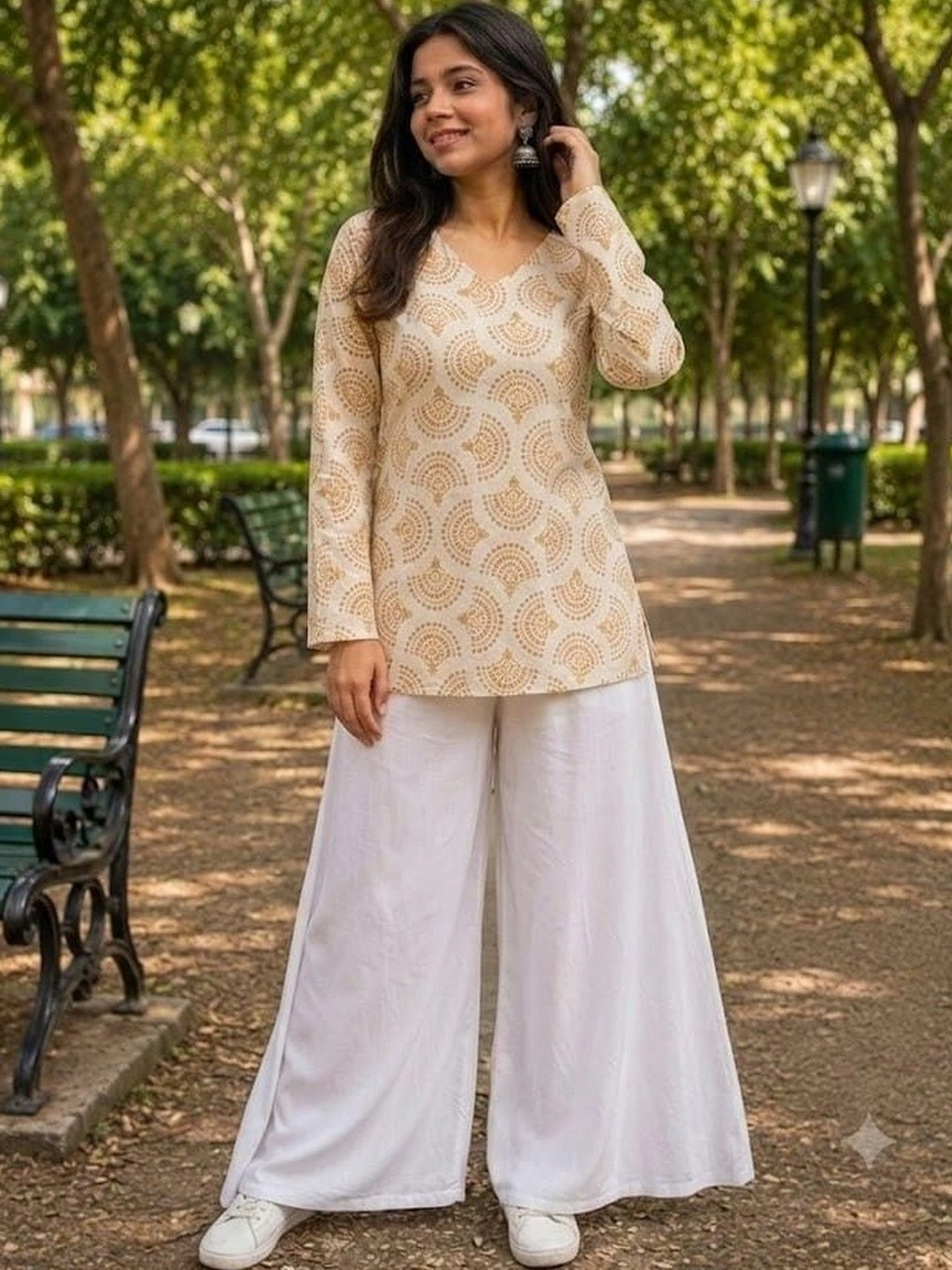 Jacy london Floral Cotton Printed Top with Palazzos