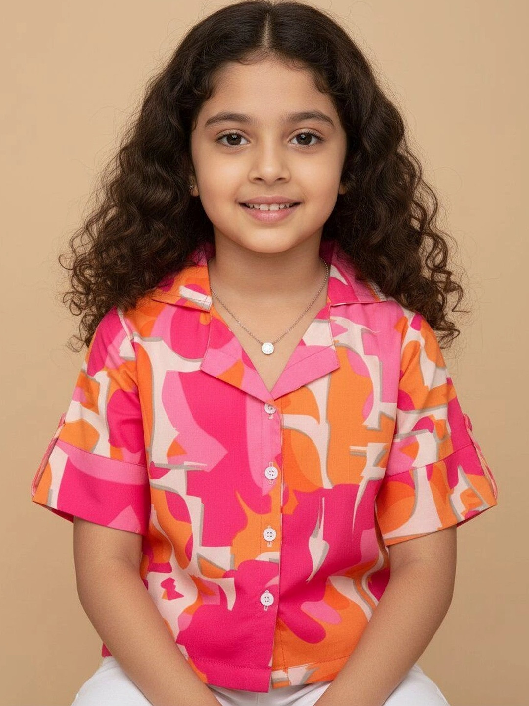 Aarya Designer Floral Print Mandarin Collar Crepe Top