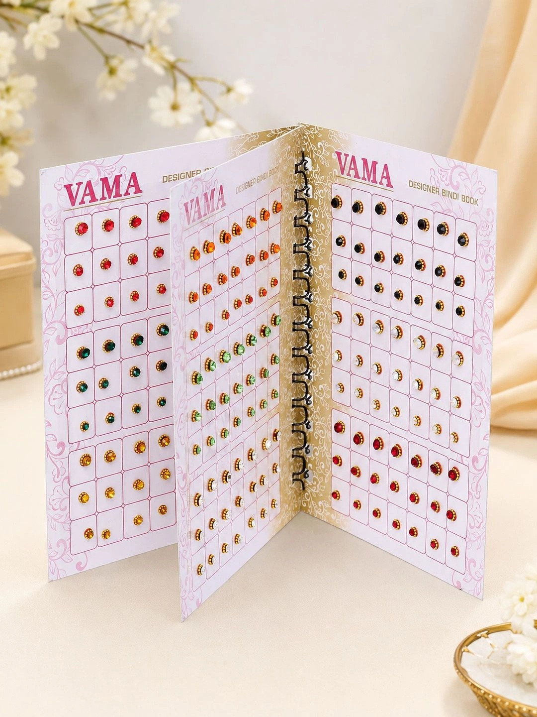 VAMA Velvet Women Multicolour Bindi Book with Plain Sindoor Kumkum Stickers