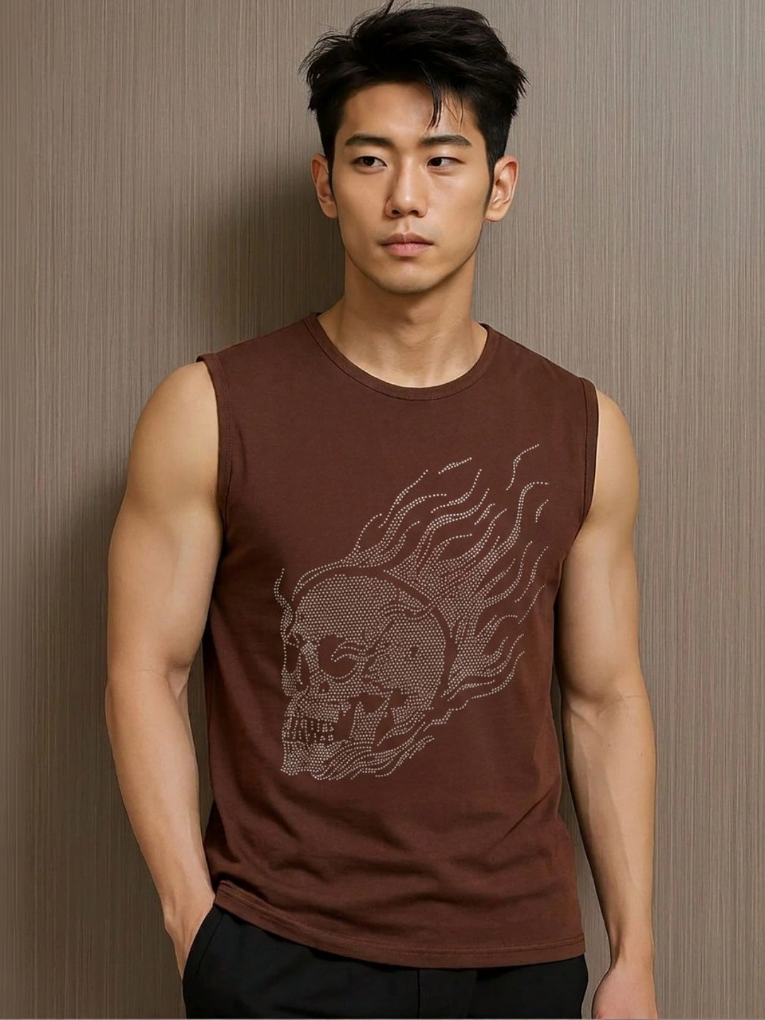 TOXA Printed Cotton Gym Vest