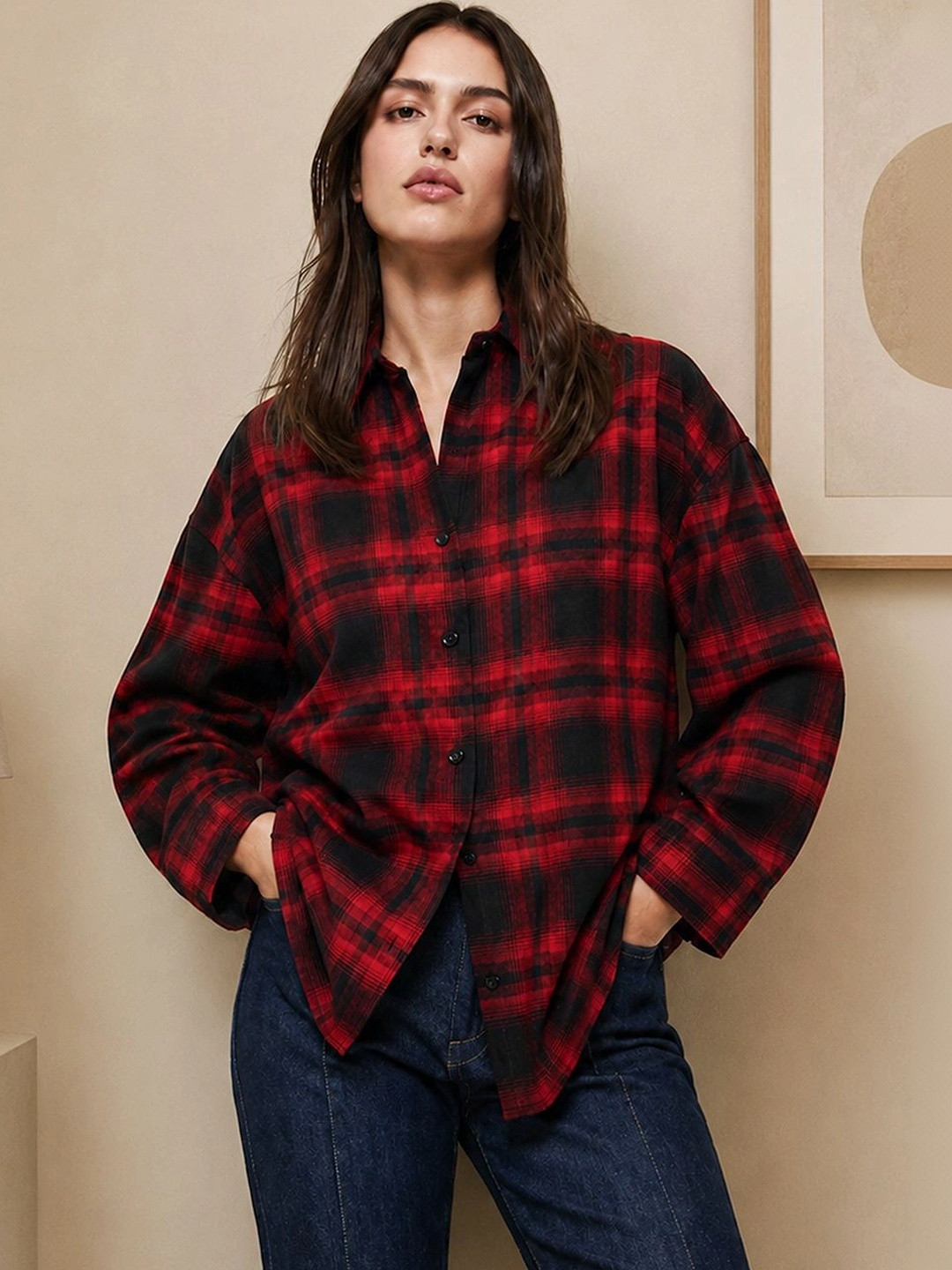 PINACOLADA Women Relaxed Tartan Checks Checked Casual Shirt